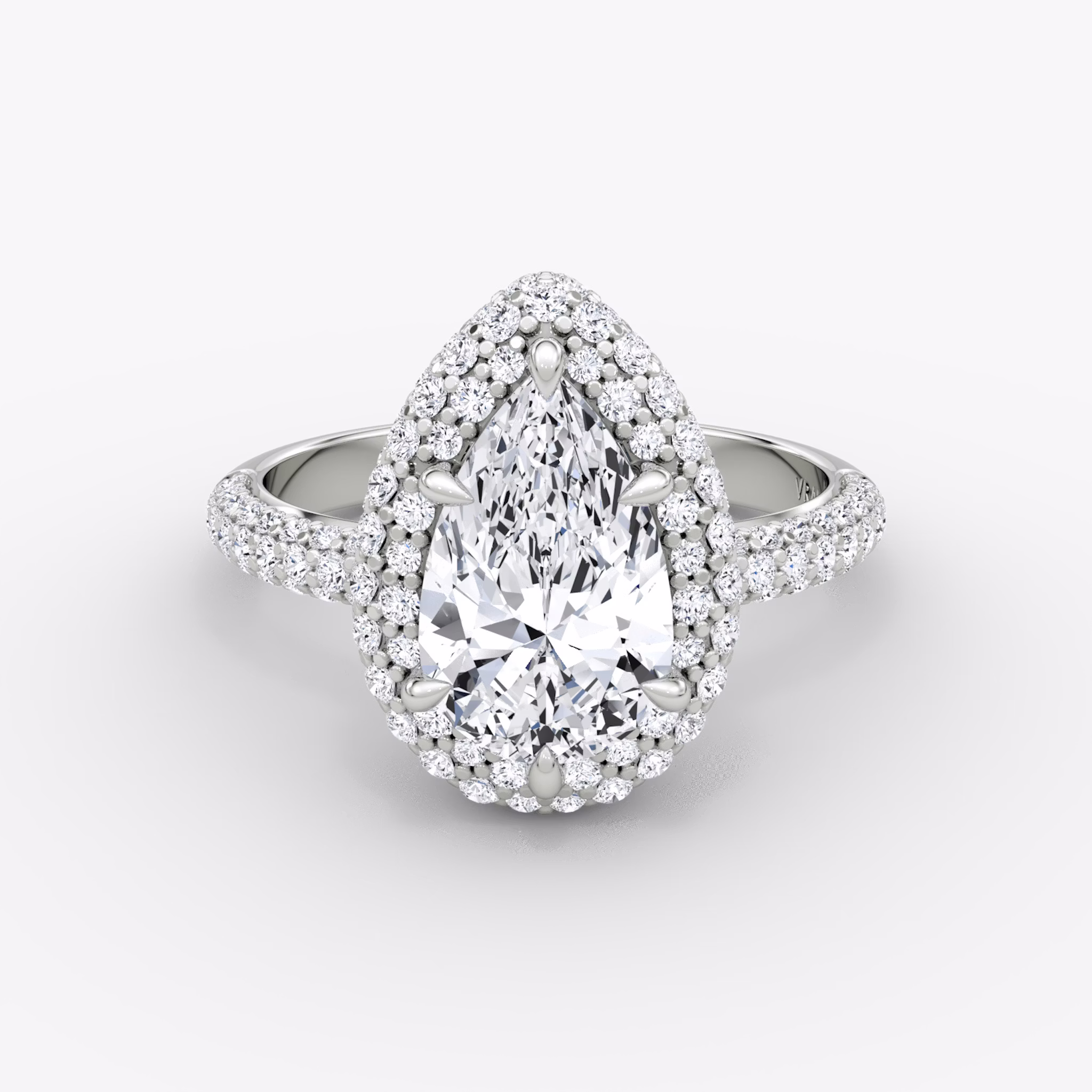 The Pavé Bombée | Pear | 18k | White Gold | bandAccent: Pavé | diamondOrientation: vertical | caratWeight: other