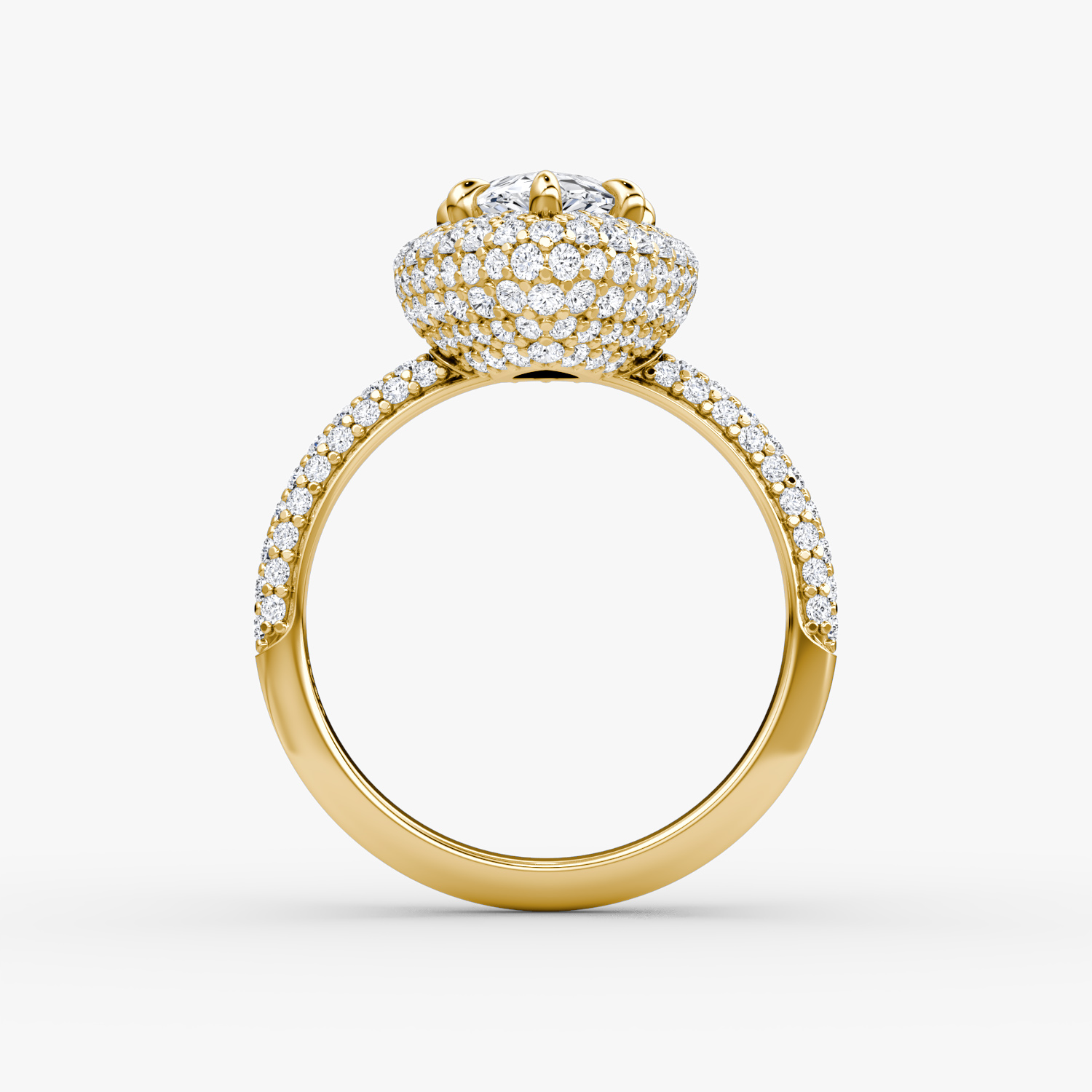 Bague de fiançailles Pavé Bombée | Poire | 18k | Or jaune | bandAccent: Pavé | diamondOrientation: vertical | caratWeight: other