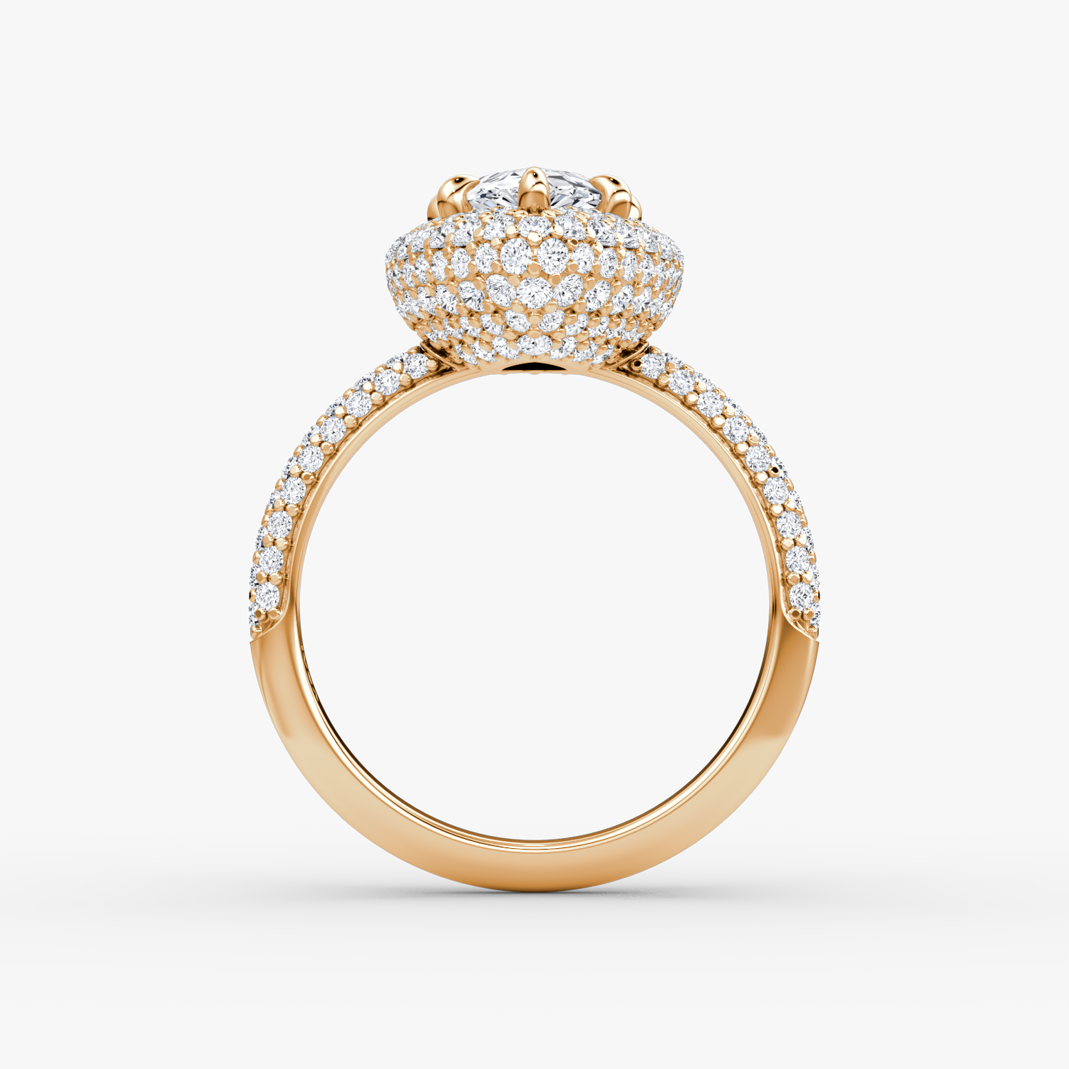 Bague de fiançailles Pavé Bombée | Poire | 14k | Or rose | bandAccent: Pavé | diamondOrientation: vertical | caratWeight: other