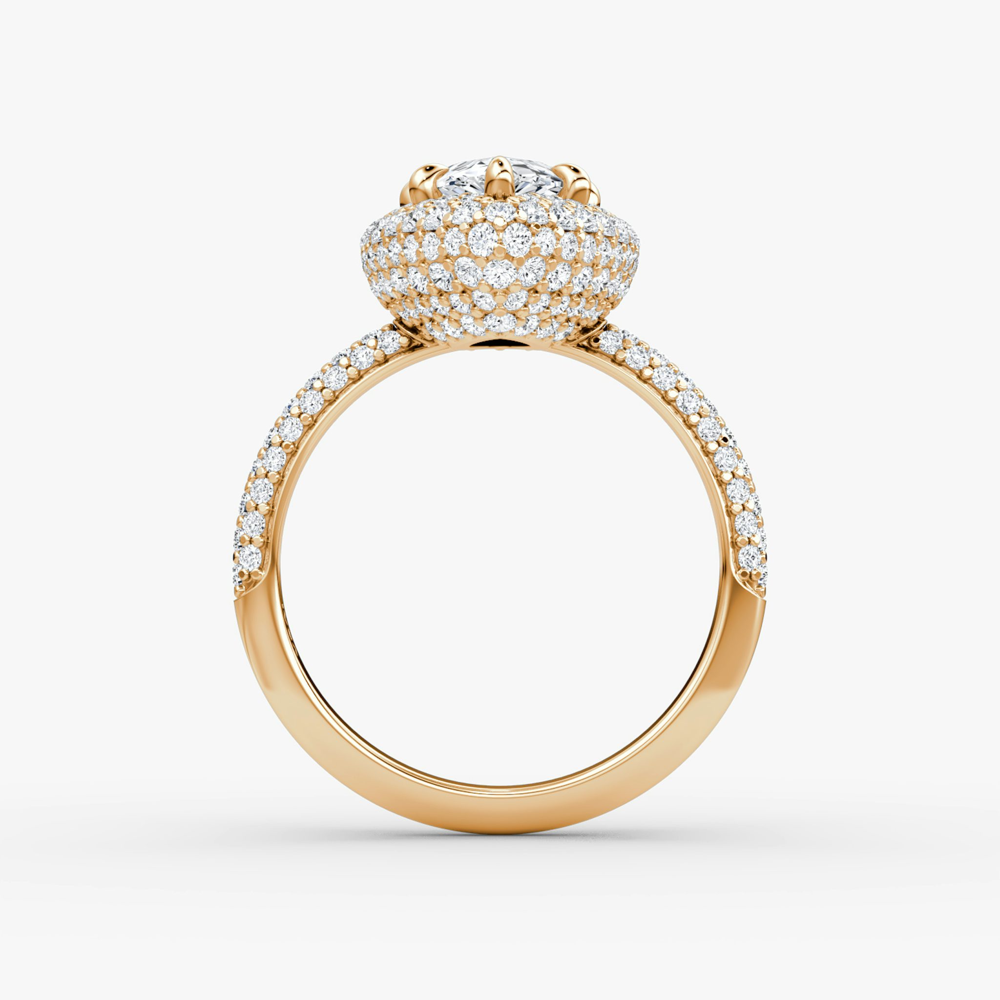 The Pavé Bombée | Pear | 14k | Rose Gold | bandAccent: Pavé | diamondOrientation: vertical | caratWeight: other