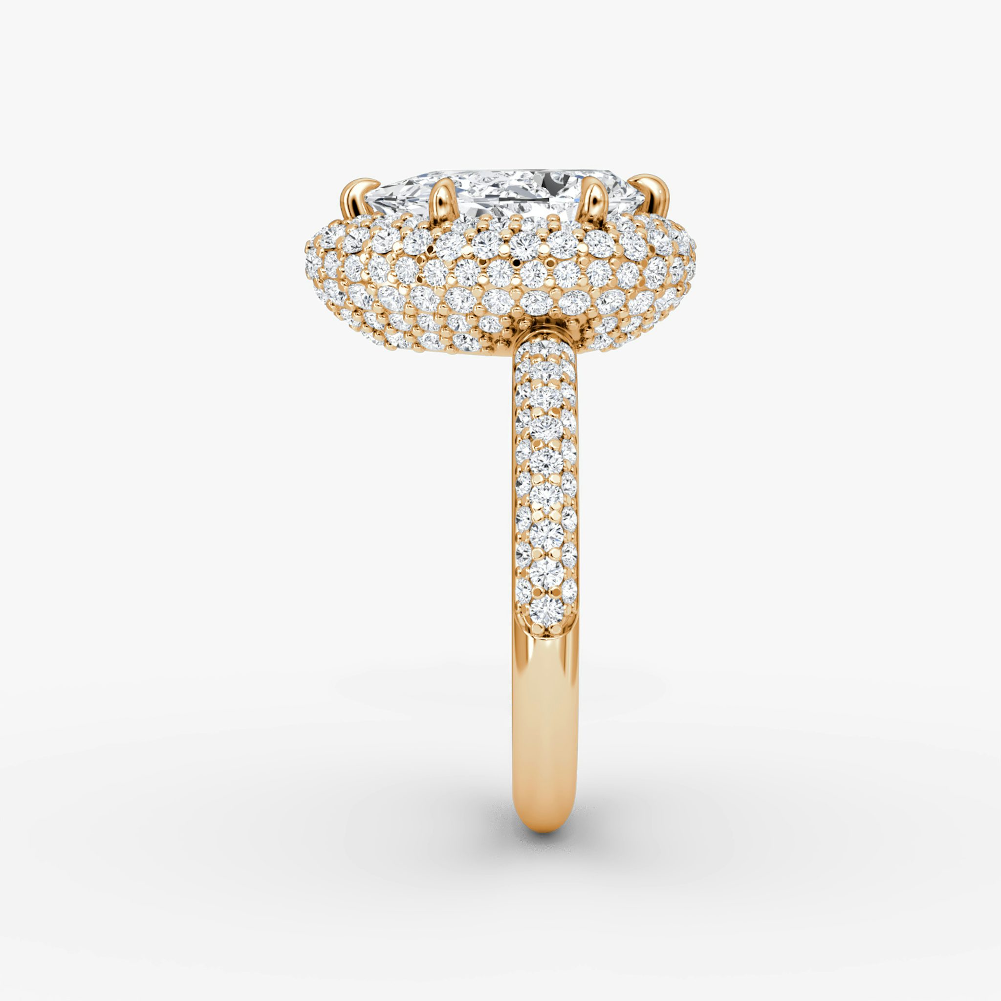 The Pavé Bombée | Pear | 14k | Rose Gold | bandAccent: Pavé | diamondOrientation: vertical | caratWeight: other