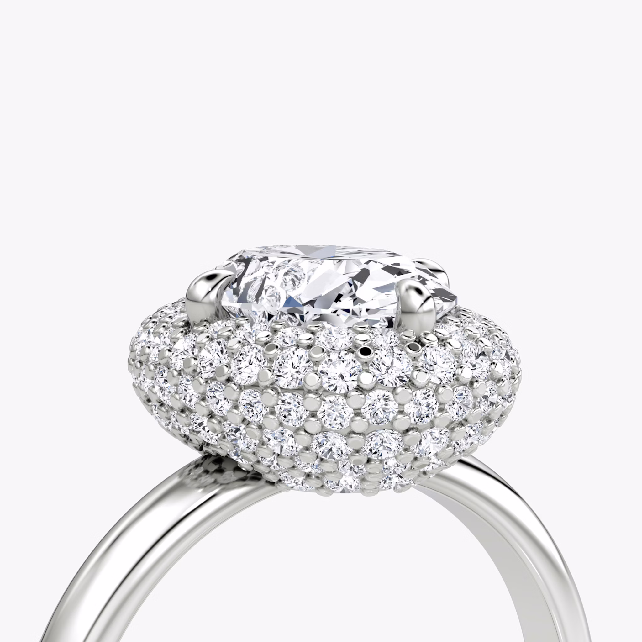 The Pavé Bombée | Oval | 18k | White Gold | bandAccent: Plain | diamondOrientation: vertical | caratWeight: other