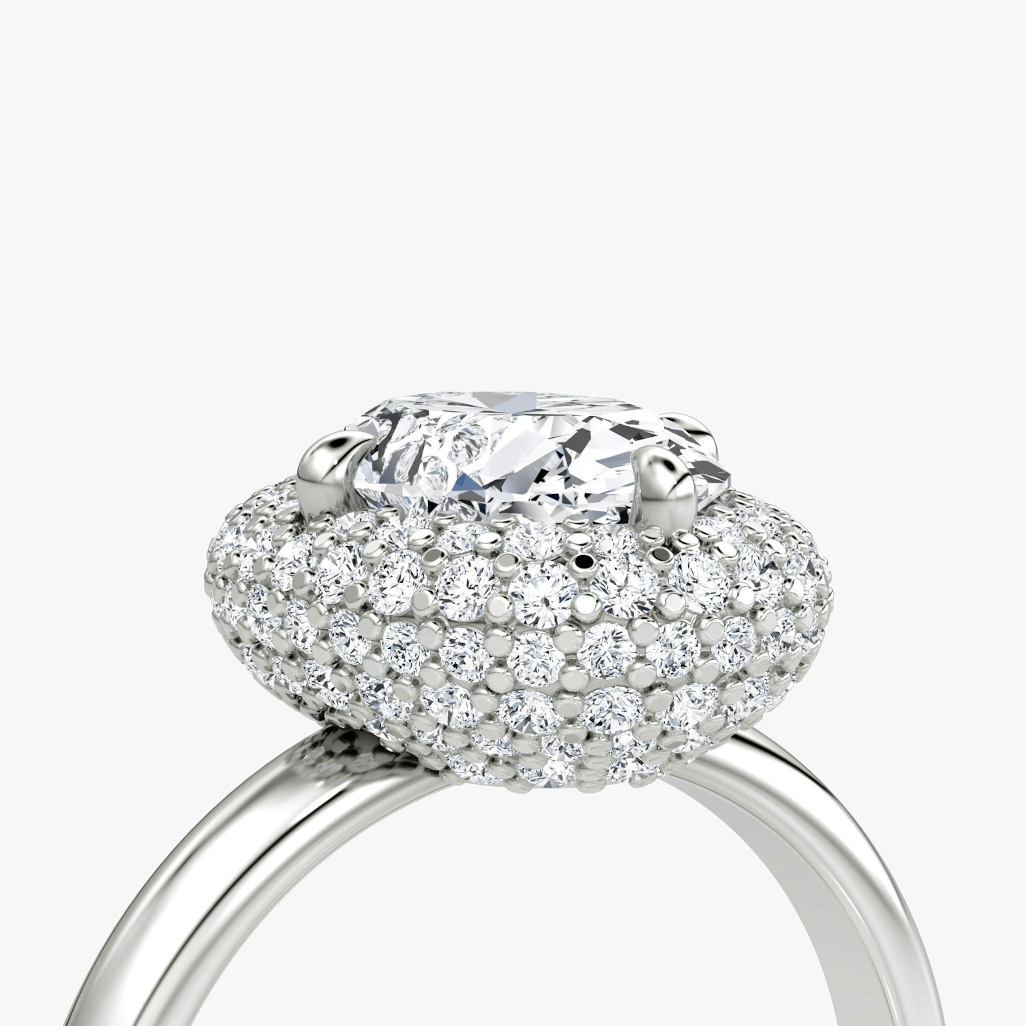 The Pavé Bombée | Oval | 18k | White Gold | bandAccent: Plain | diamondOrientation: vertical | caratWeight: other