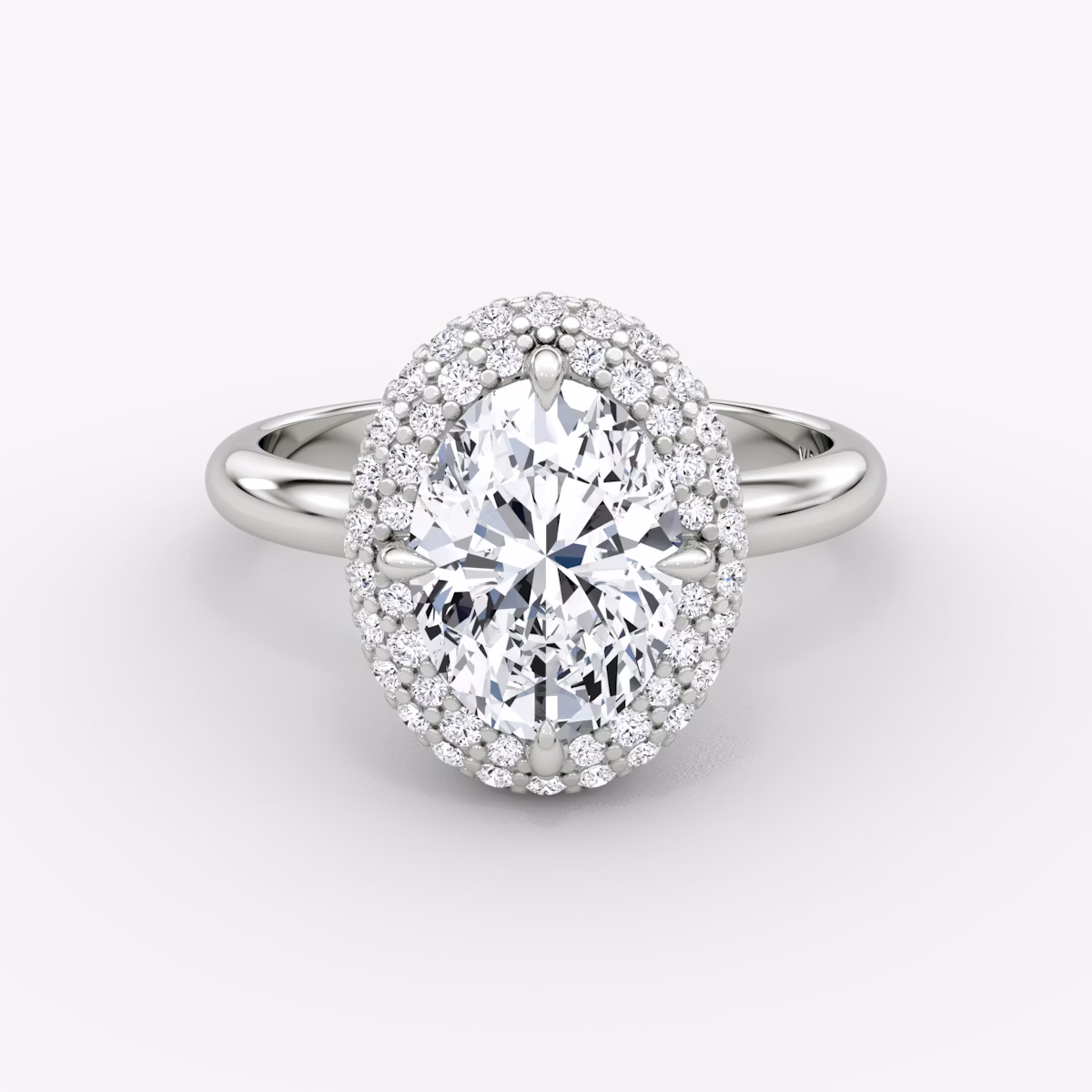 Anillo de compromiso Pavé Bombée | Oval | 18k | Oro blanco | bandAccent: Simple | diamondOrientation: vertical | caratWeight: other