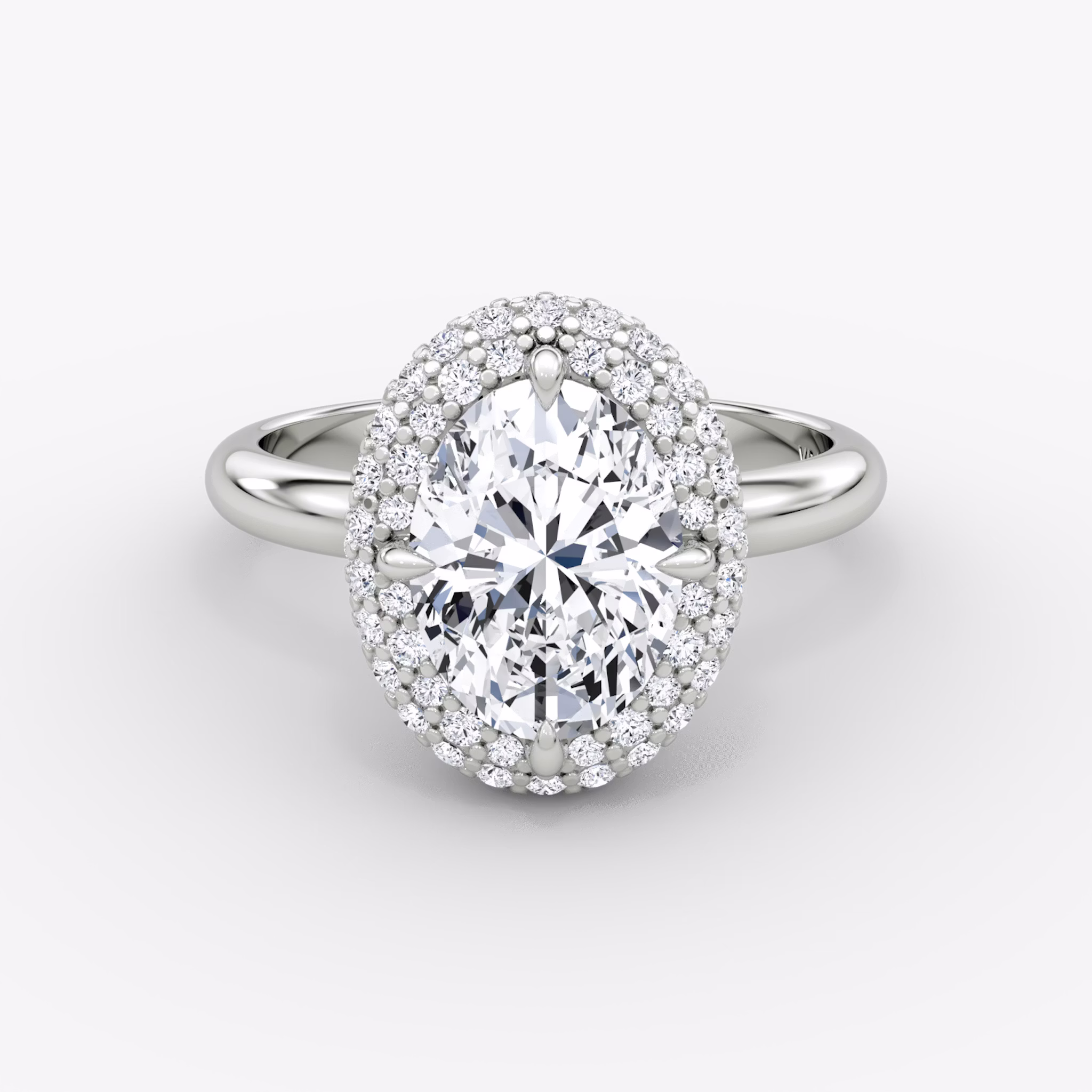 The Pavé Bombée | Oval | 18k | White Gold | bandAccent: Plain | diamondOrientation: vertical | caratWeight: other