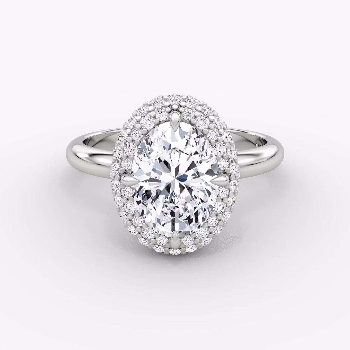 Anillo de compromiso Pavé Bombée | Oval | 18k | Oro blanco | bandAccent: Simple | diamondOrientation: vertical | caratWeight: other