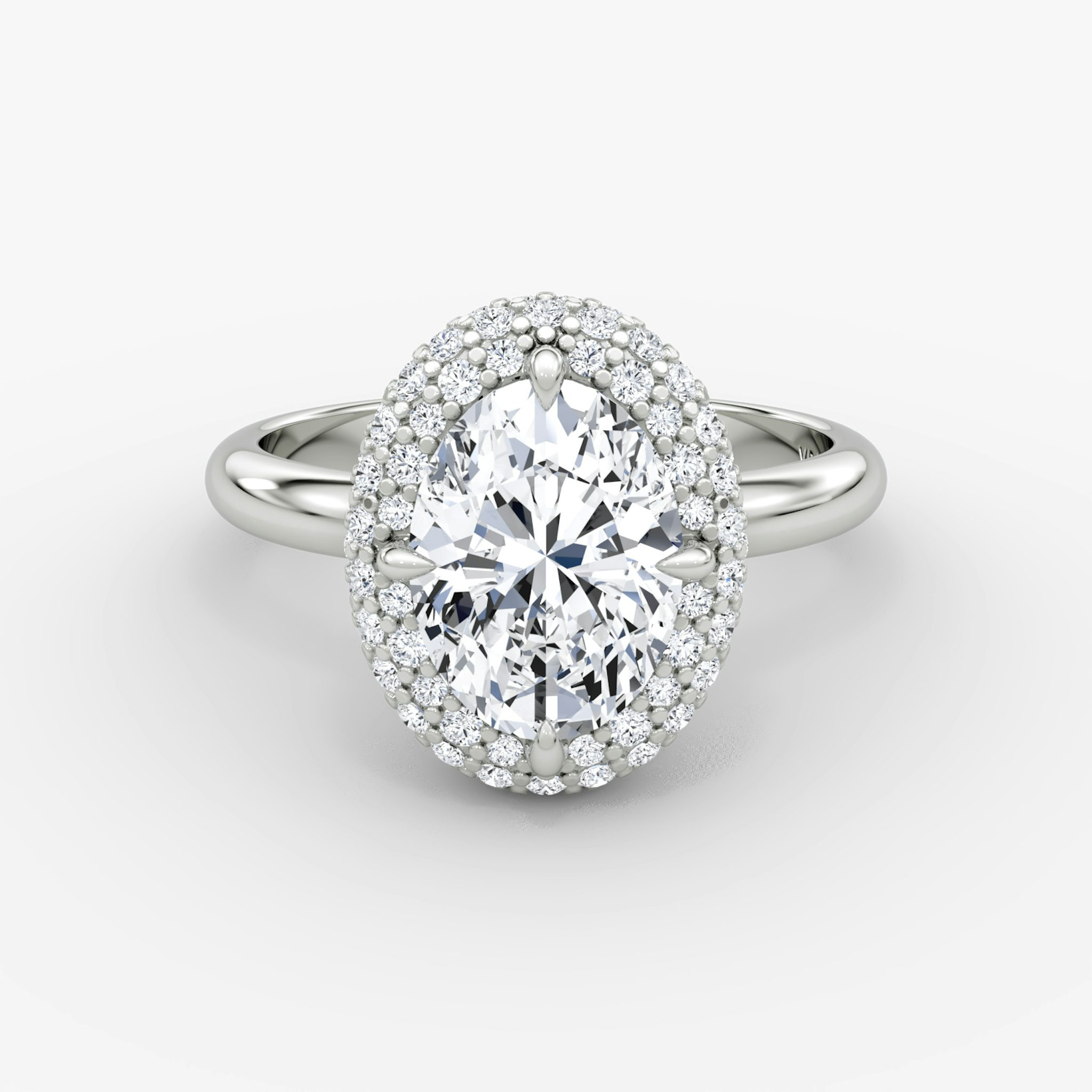 The Pavé Bombée | Oval | 18k | White Gold | bandAccent: Plain | diamondOrientation: vertical | caratWeight: other