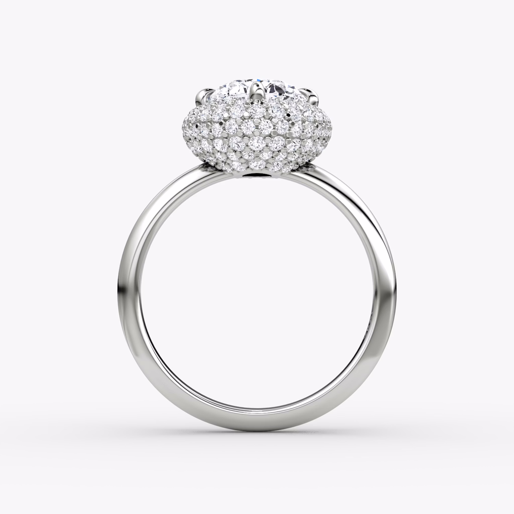 The Pavé Bombée | Oval | 18k | White Gold | bandAccent: Plain | diamondOrientation: vertical | caratWeight: other