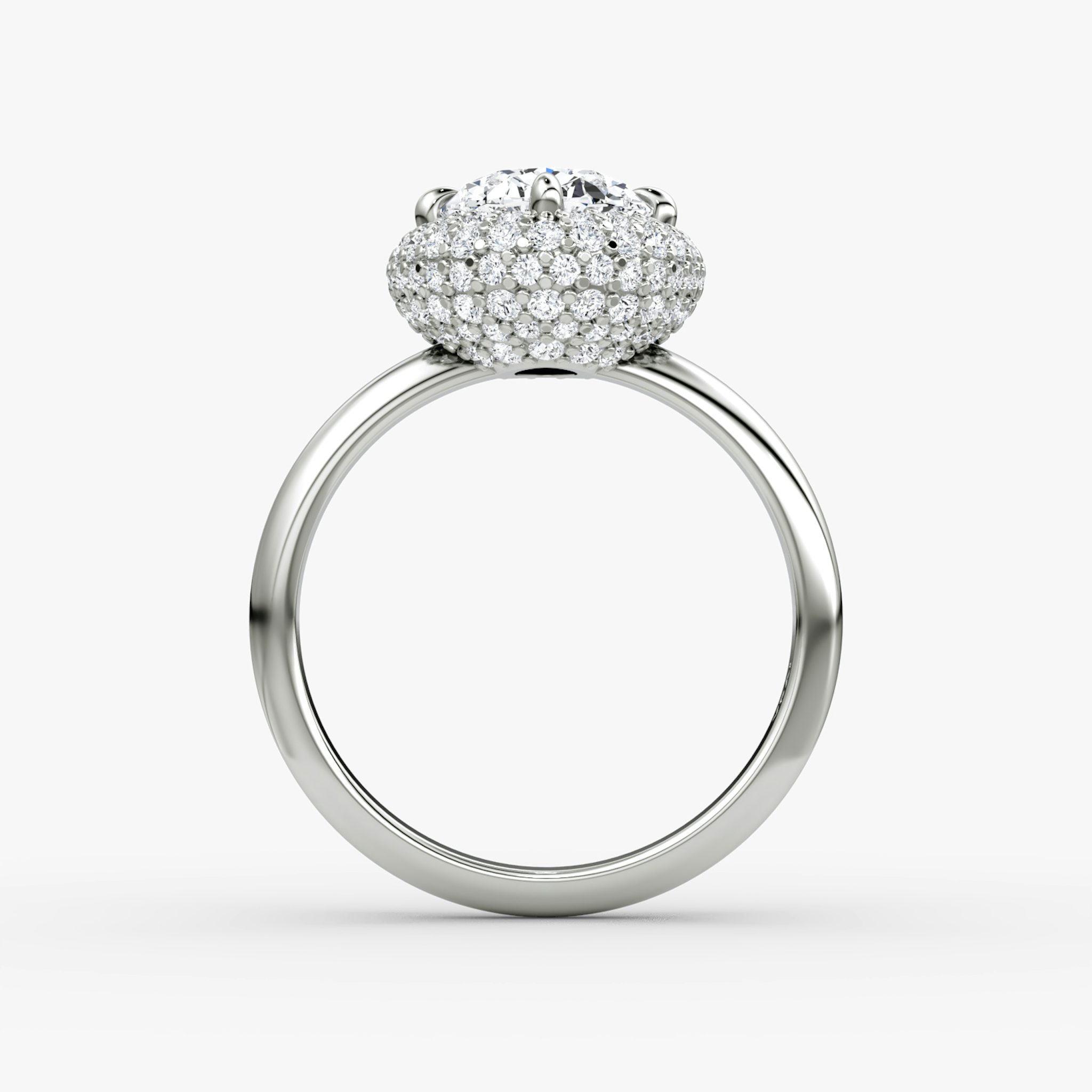 The Pavé Bombée | Oval | 18k | White Gold | bandAccent: Plain | diamondOrientation: vertical | caratWeight: other
