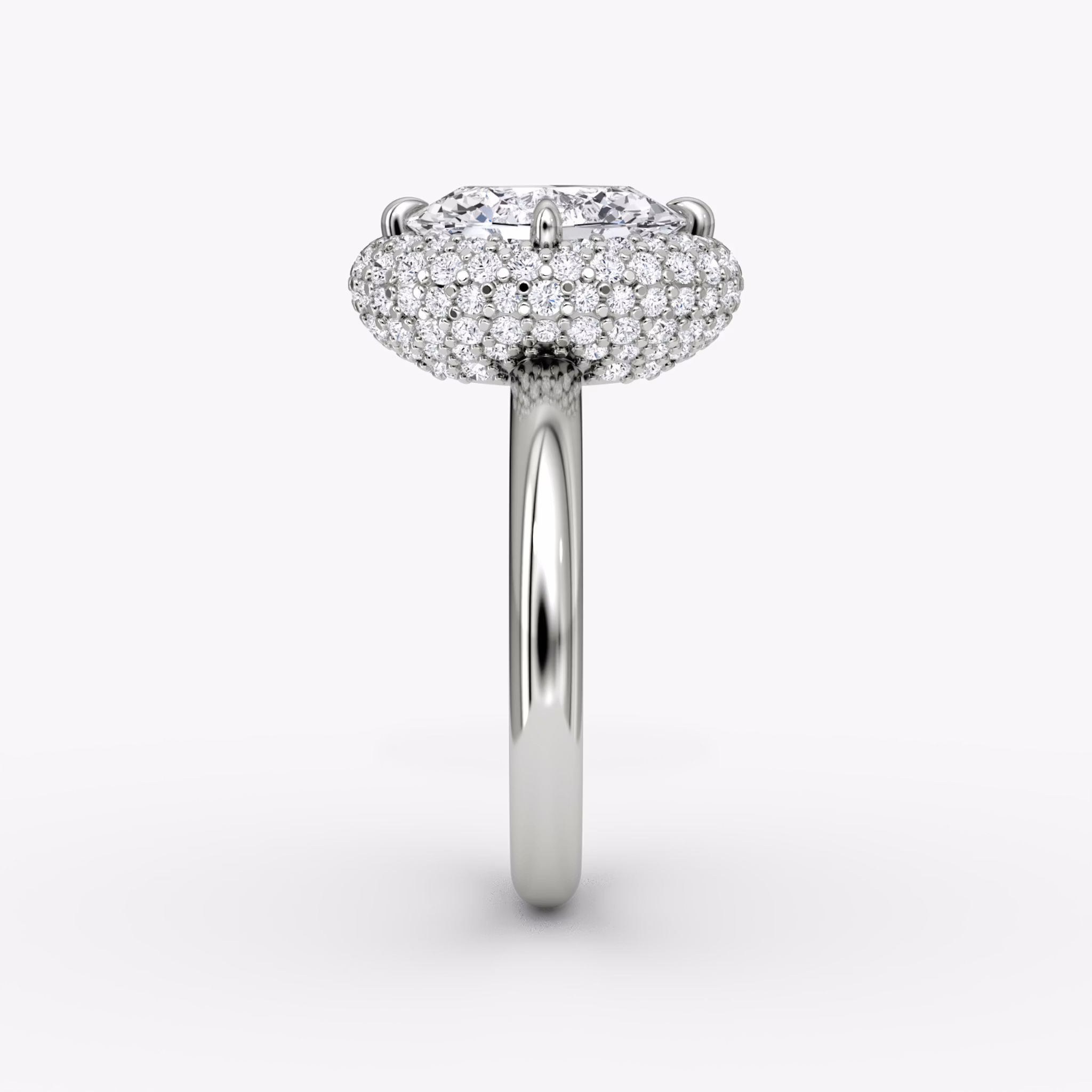 The Pavé Bombée | Oval | 18k | White Gold | bandAccent: Plain | diamondOrientation: vertical | caratWeight: other