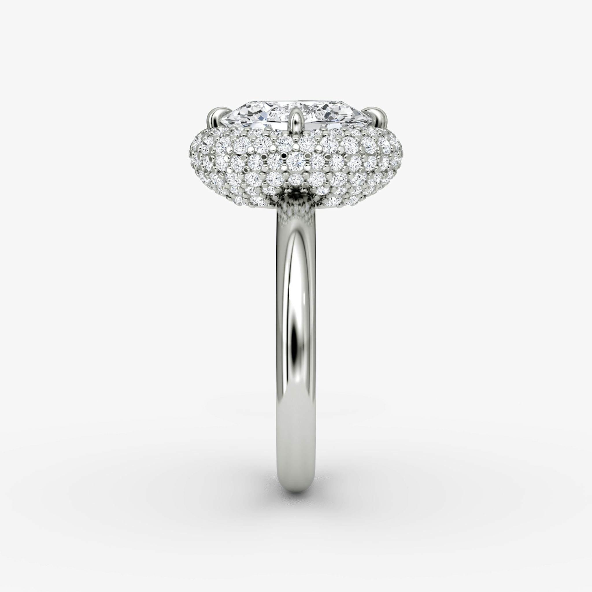 The Pavé Bombée | Oval | 18k | White Gold | bandAccent: Plain | diamondOrientation: vertical | caratWeight: other