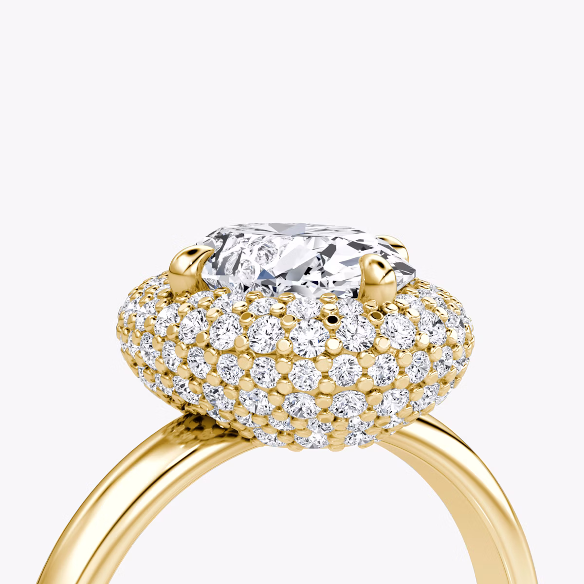 Anillo de compromiso Pavé Bombée | Oval | 18k | Oro amarillo | bandAccent: Simple | diamondOrientation: vertical | caratWeight: other