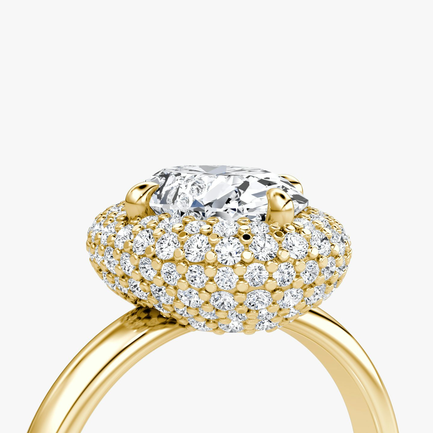 Anillo de compromiso Pavé Bombée | Oval | 18k | Oro amarillo | bandAccent: Simple | diamondOrientation: vertical | caratWeight: other