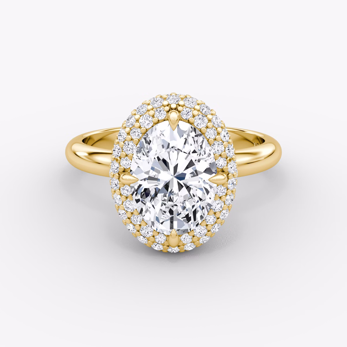 Anillo de compromiso Pavé Bombée | Oval | 18k | Oro amarillo | bandAccent: Simple | diamondOrientation: vertical | caratWeight: other