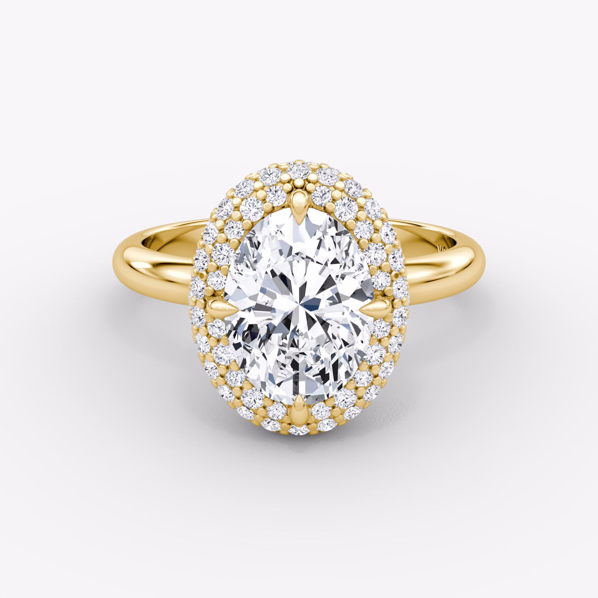 The Pavé Bombée | Oval | 18k | Yellow Gold | bandAccent: Plain | diamondOrientation: vertical | caratWeight: other
