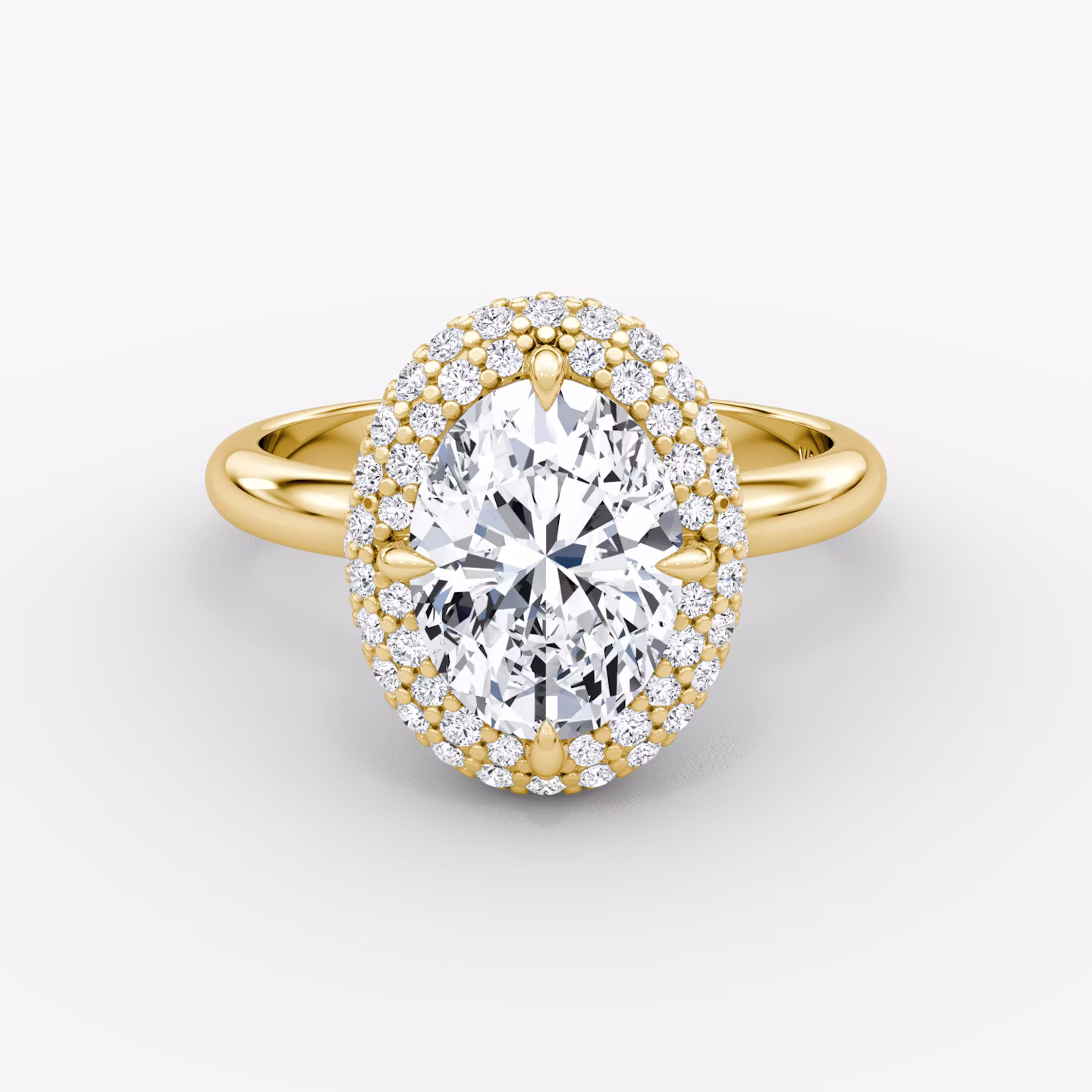 Anillo de compromiso Pavé Bombée | Oval | 18k | Oro amarillo | bandAccent: Simple | diamondOrientation: vertical | caratWeight: other