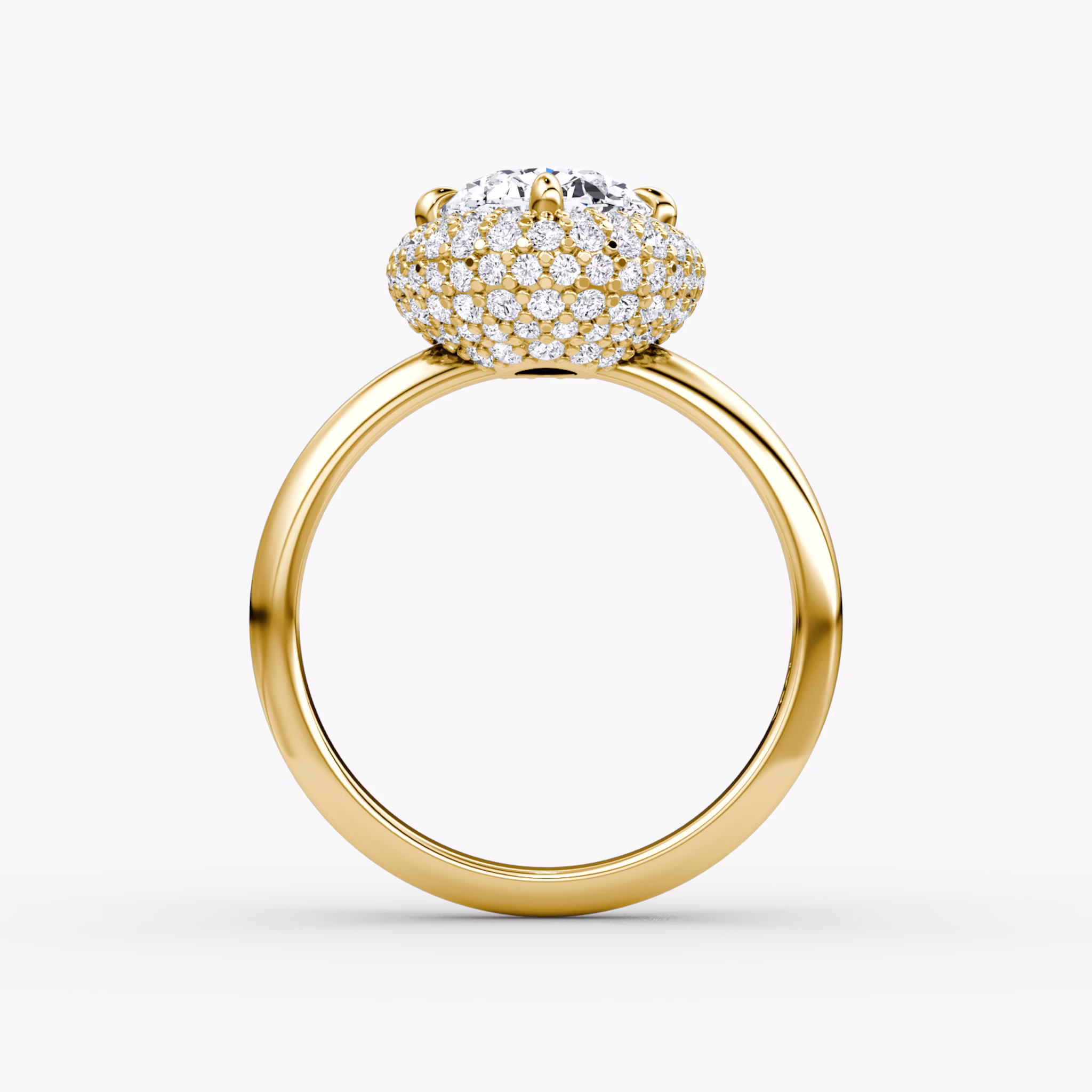 The Pavé Bombée | Oval | 18k | Yellow Gold | bandAccent: Plain | diamondOrientation: vertical | caratWeight: other