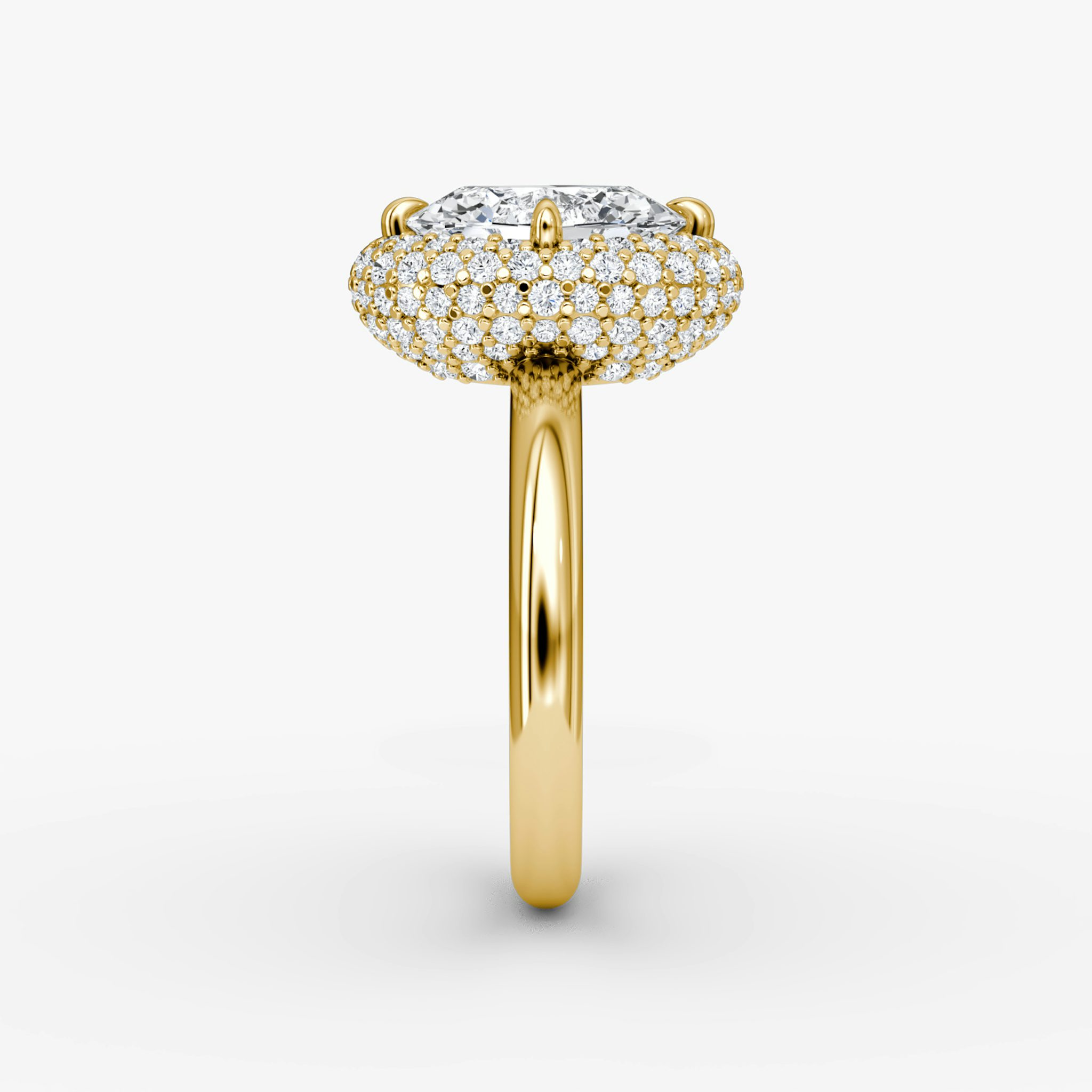 The Pavé Bombée | Oval | 18k | Yellow Gold | bandAccent: Plain | diamondOrientation: vertical | caratWeight: other