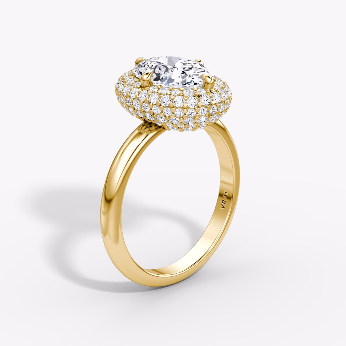 Anillo de compromiso Pavé Bombée | Oval | 18k | Oro amarillo | bandAccent: Simple | diamondOrientation: vertical | caratWeight: other