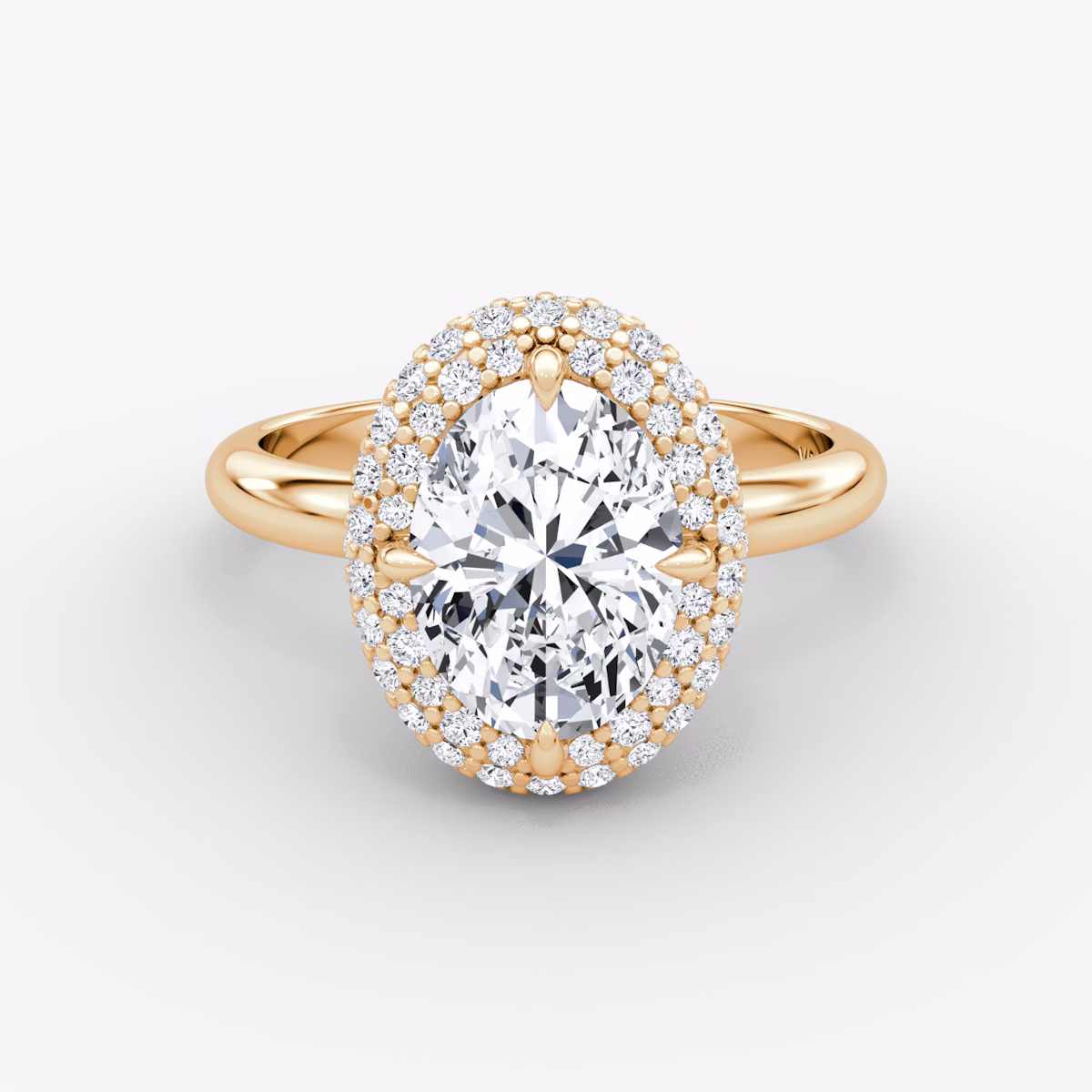 Anillo de compromiso Pavé Bombée | Oval | 14k | Oro rosa | bandAccent: Simple | diamondOrientation: vertical | caratWeight: other