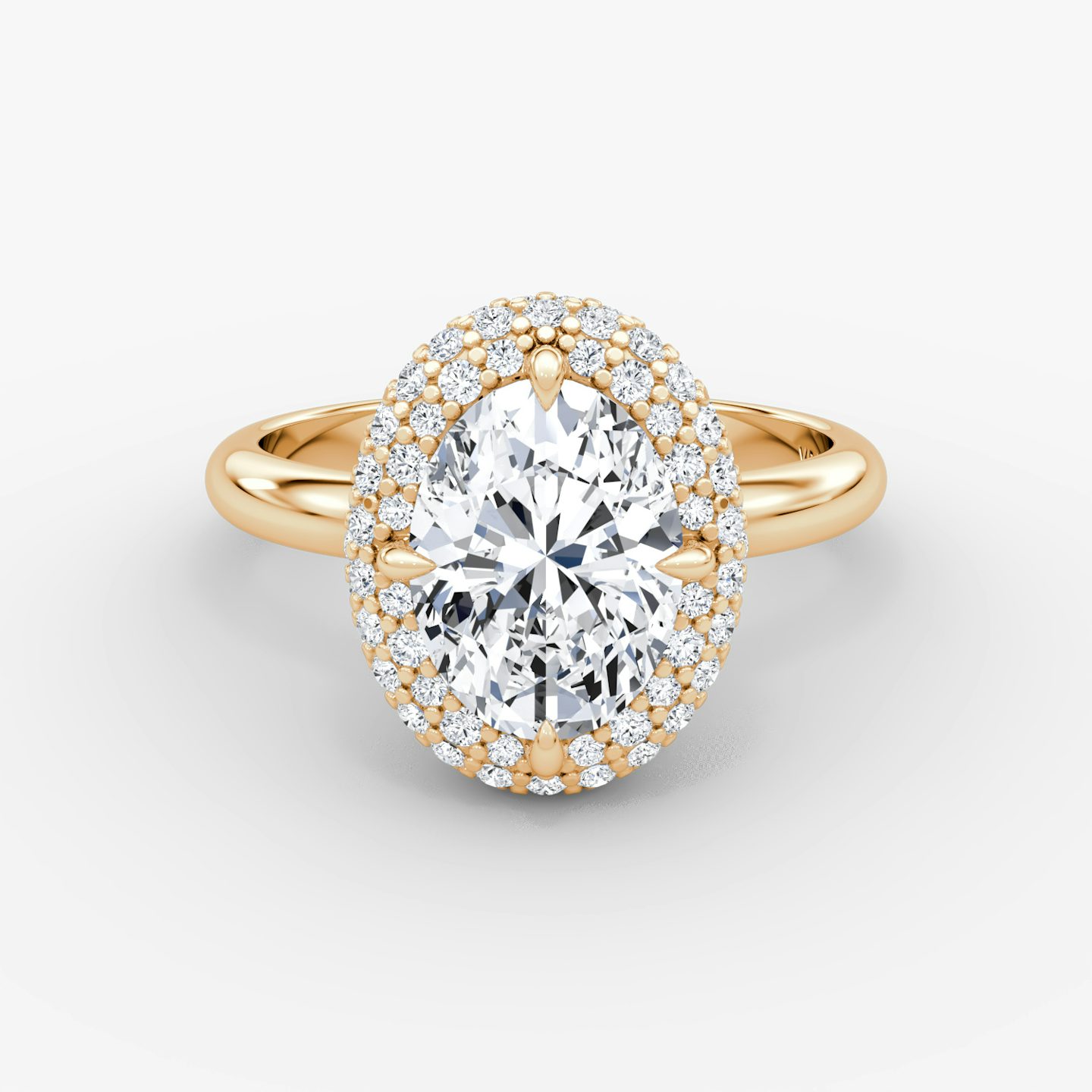 Anillo de compromiso Pavé Bombée | Oval | 14k | Oro rosa | bandAccent: Simple | diamondOrientation: vertical | caratWeight: other