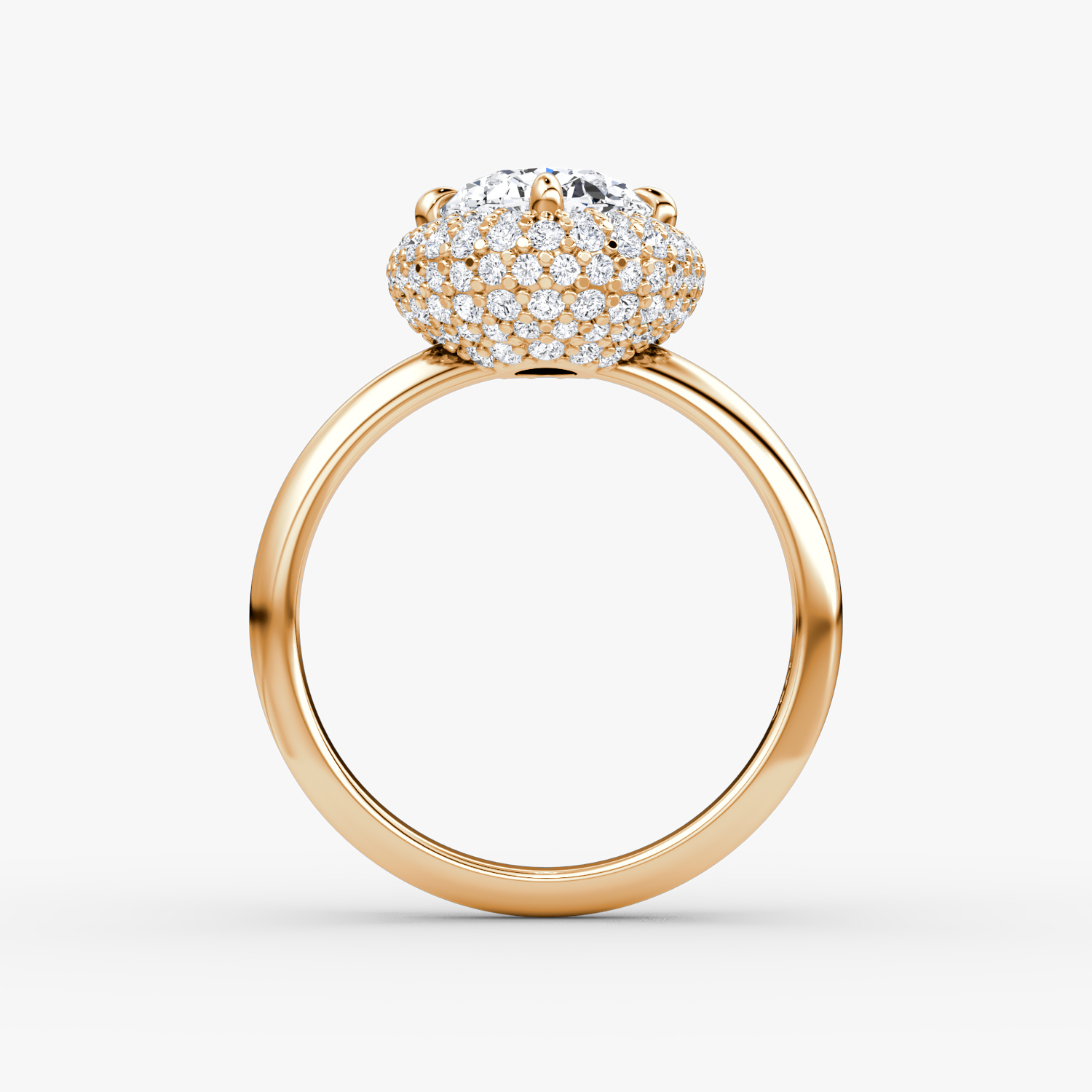 The Pavé Bombée | Oval | 14k | Rose Gold | bandAccent: Plain | diamondOrientation: vertical | caratWeight: other