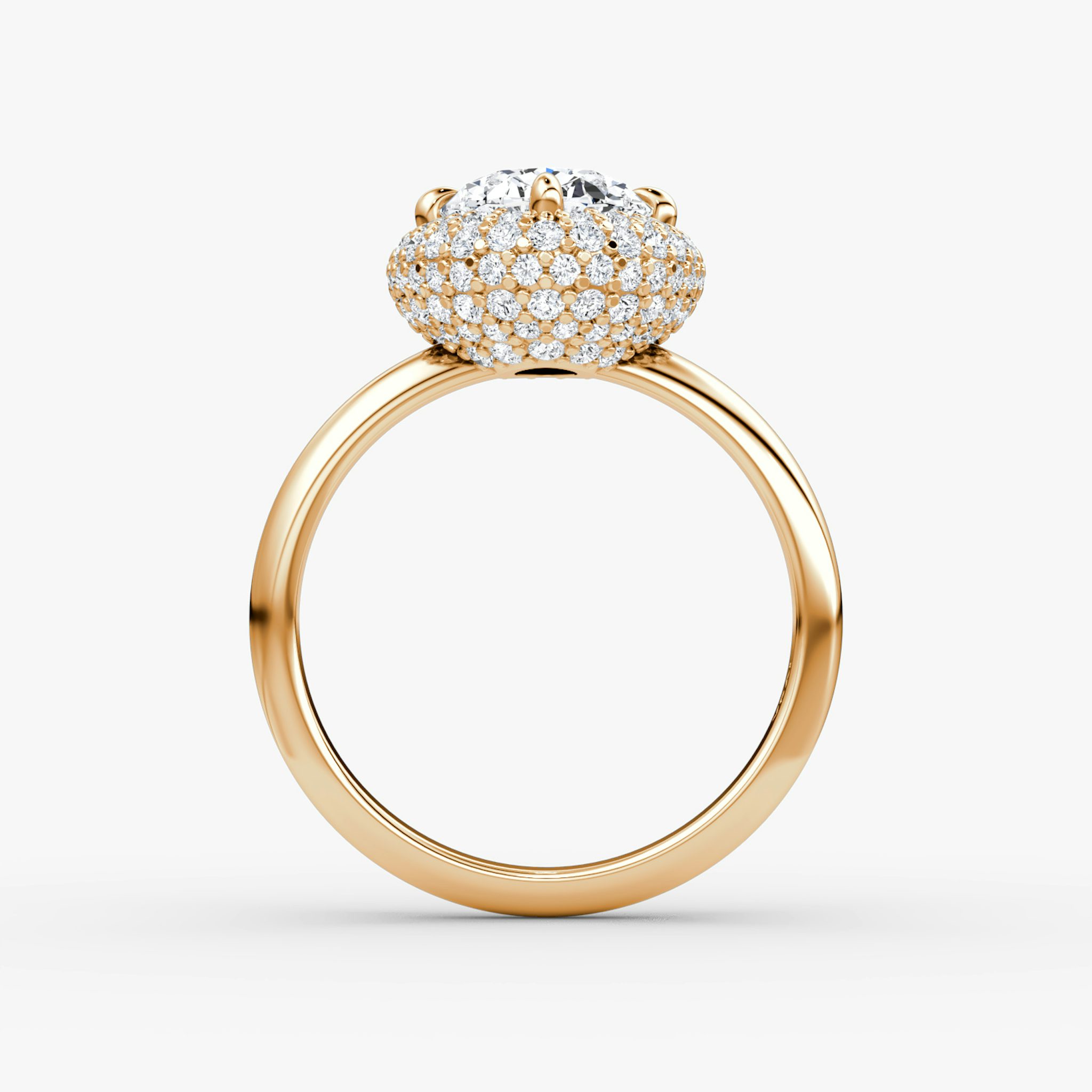 The Pavé Bombée | Oval | 14k | Rose Gold | bandAccent: Plain | diamondOrientation: vertical | caratWeight: other