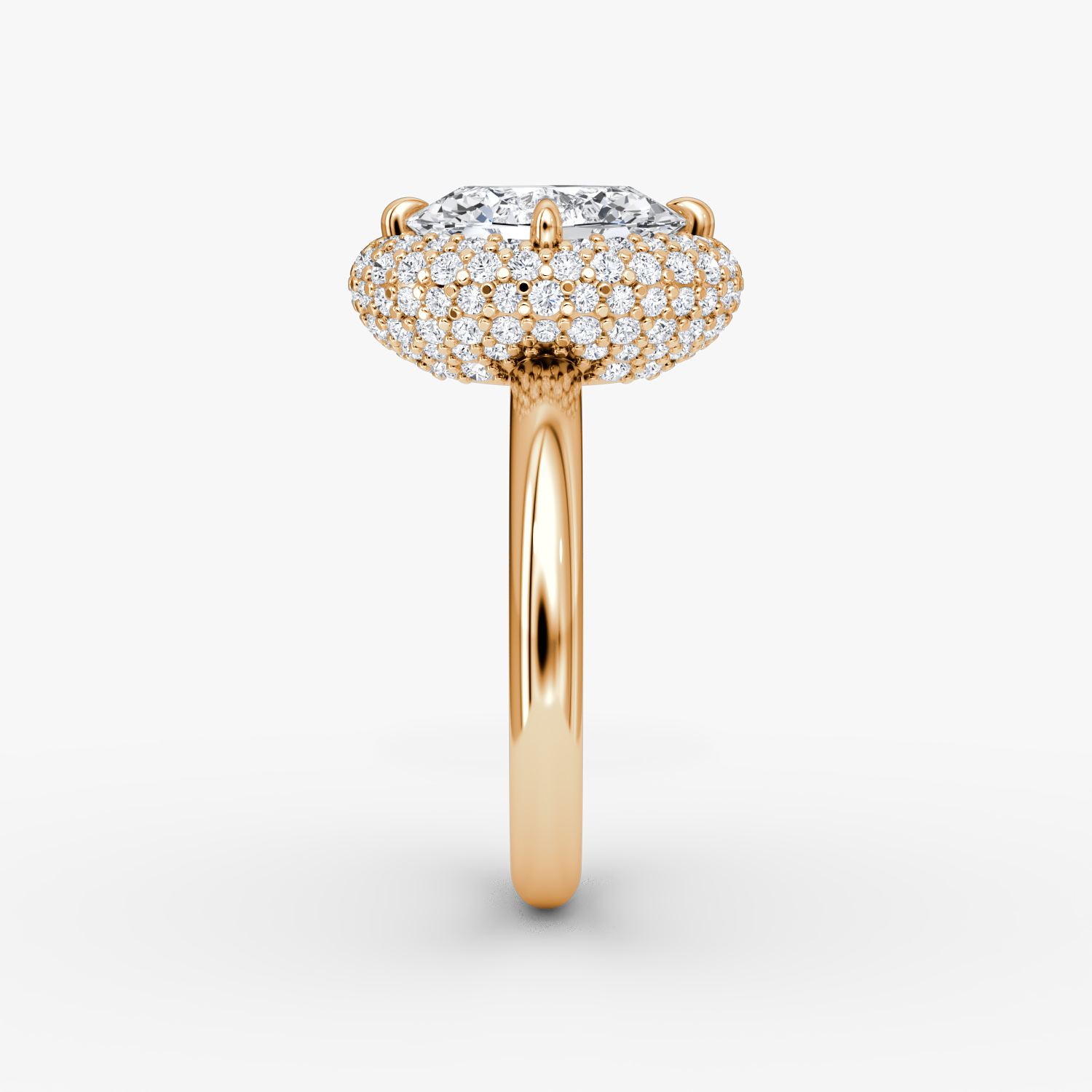 The Pavé Bombée | Oval | 14k | Rose Gold | bandAccent: Plain | diamondOrientation: vertical | caratWeight: other