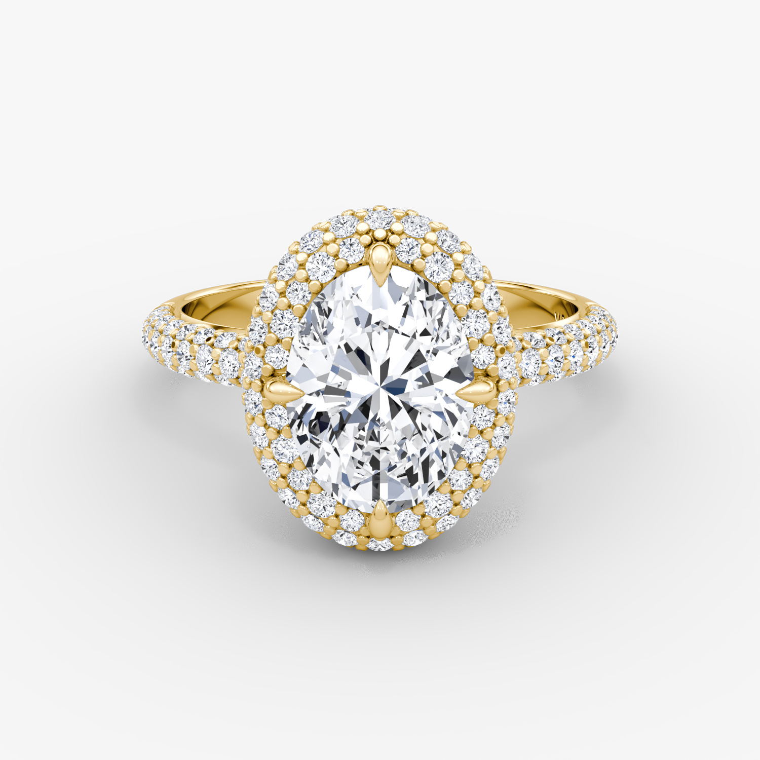 Bague de fiançailles Pavé Bombée | Ovale | 18k | Or jaune | bandAccent: Pavé | diamondOrientation: vertical | caratWeight: other