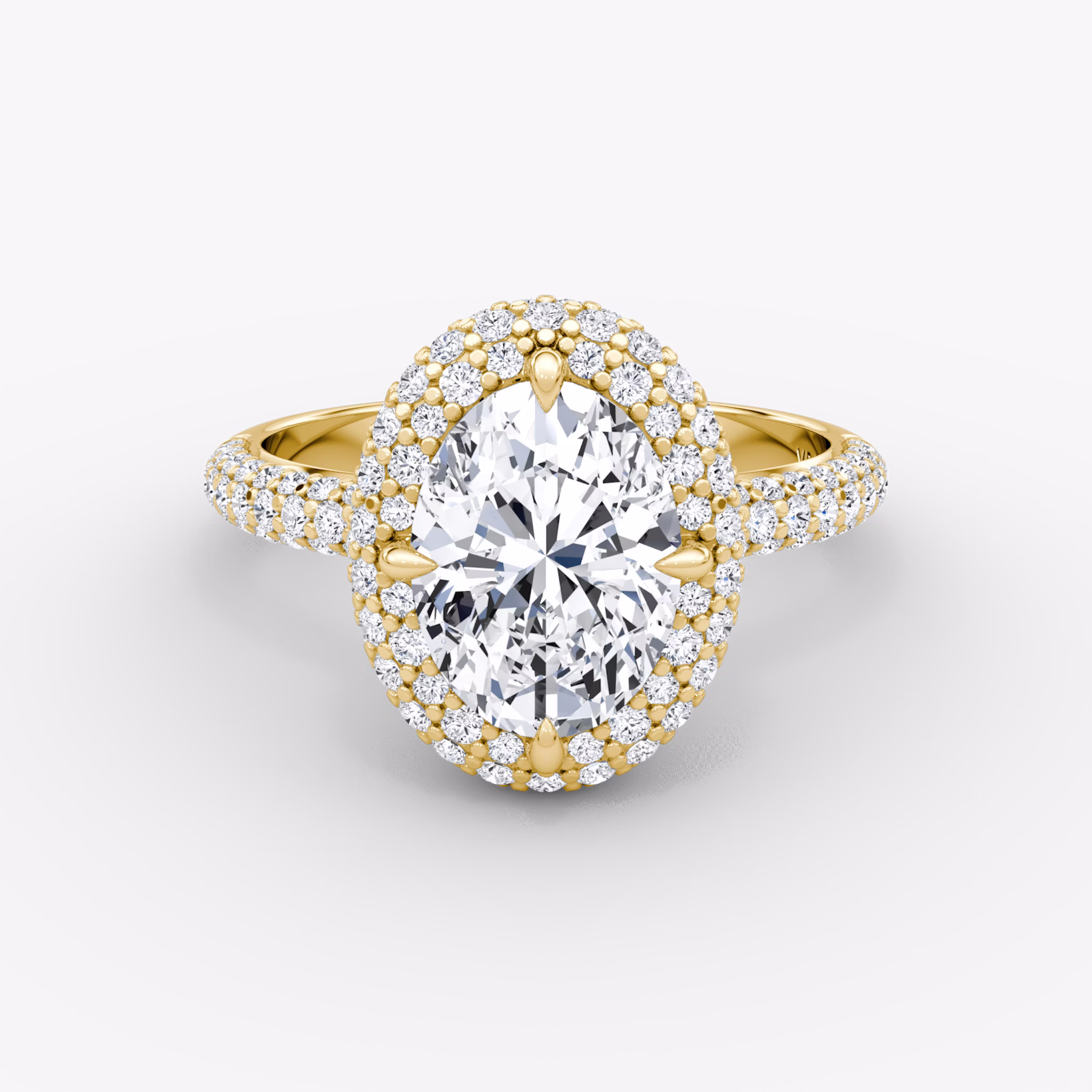 The Pavé Bombée | Oval | 18k | Yellow Gold | bandAccent: Pavé | diamondOrientation: vertical | caratWeight: other