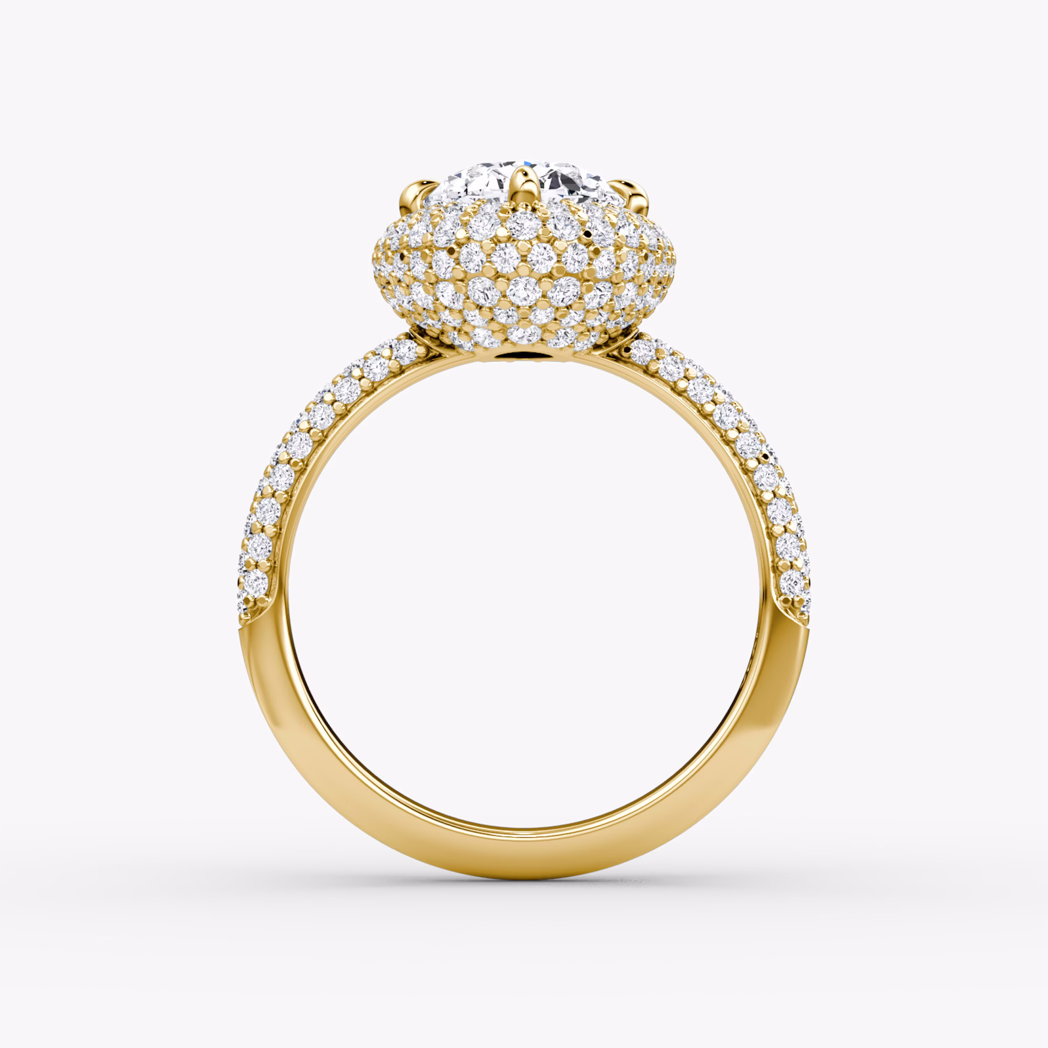 The Pavé Bombée | Oval | 18k | Yellow Gold | bandAccent: Pavé | diamondOrientation: vertical | caratWeight: other