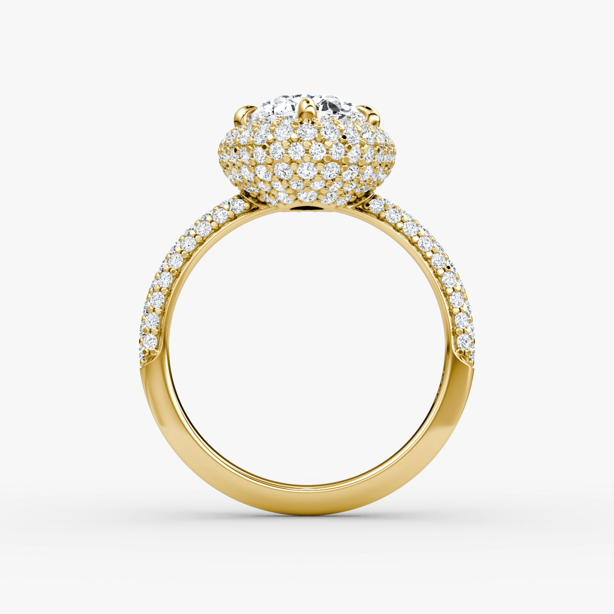 The Pavé Bombée | Oval | 18k | Yellow Gold | bandAccent: Pavé | diamondOrientation: vertical | caratWeight: other
