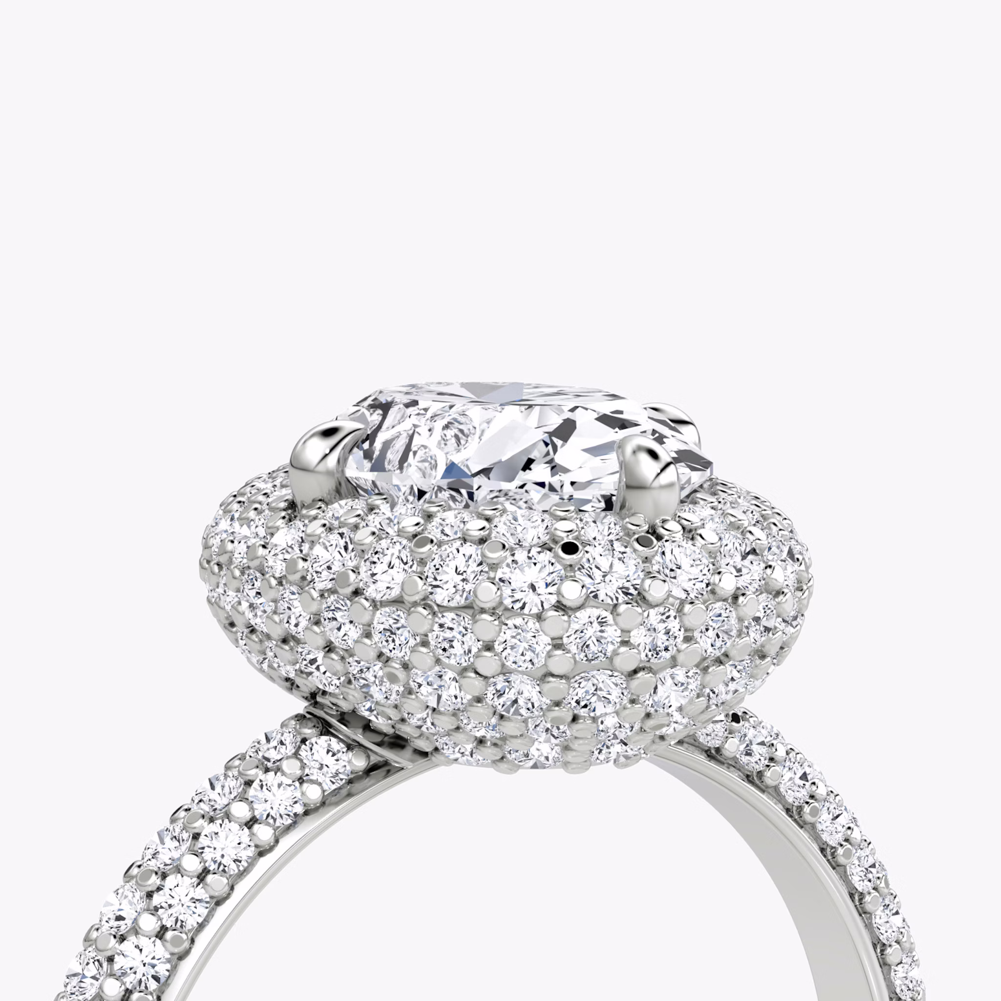 The Pavé Bombée | Oval | 18k | White Gold | bandAccent: Pavé | diamondOrientation: vertical | caratWeight: other