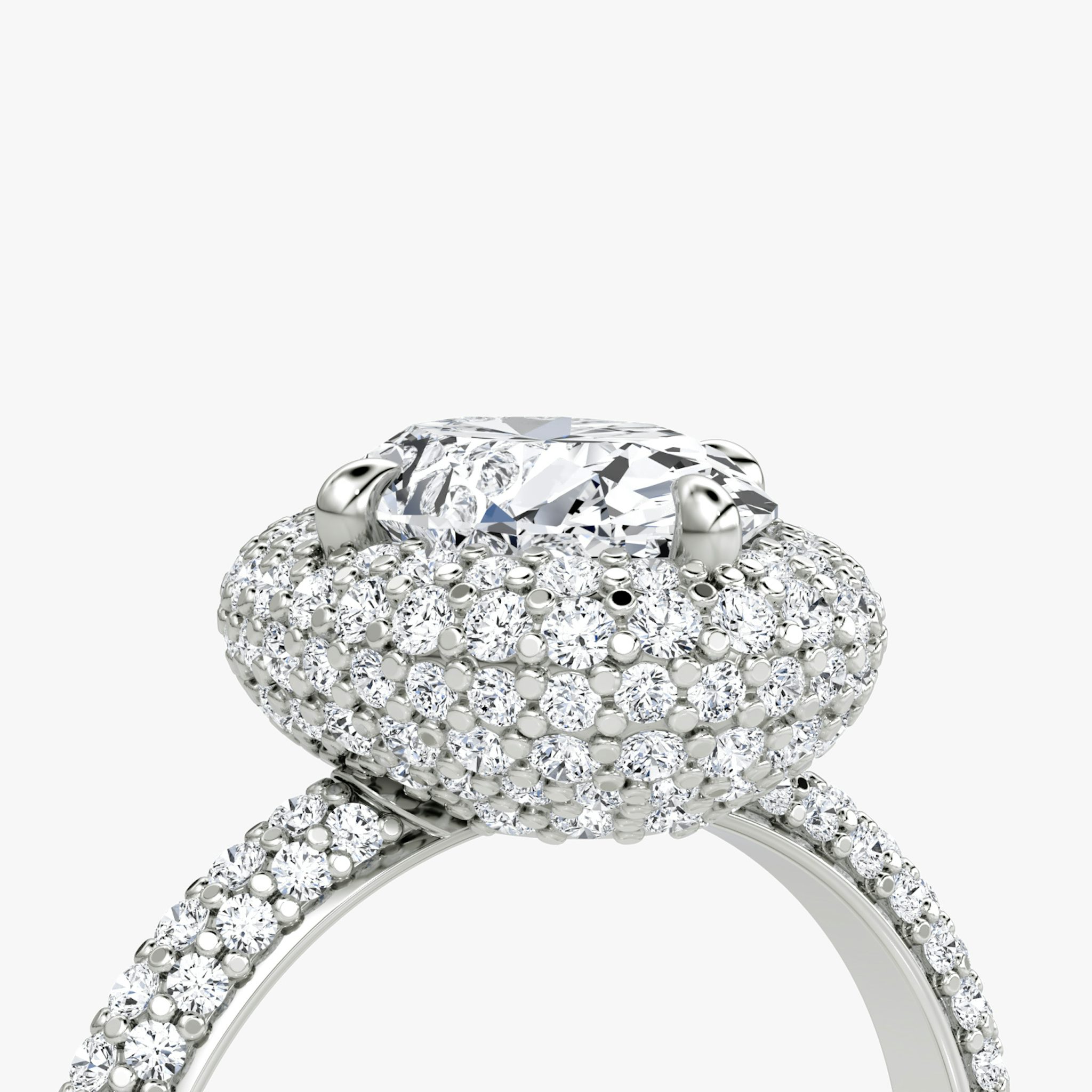 The Pavé Bombée | Oval | 18k | White Gold | bandAccent: Pavé | diamondOrientation: vertical | caratWeight: other