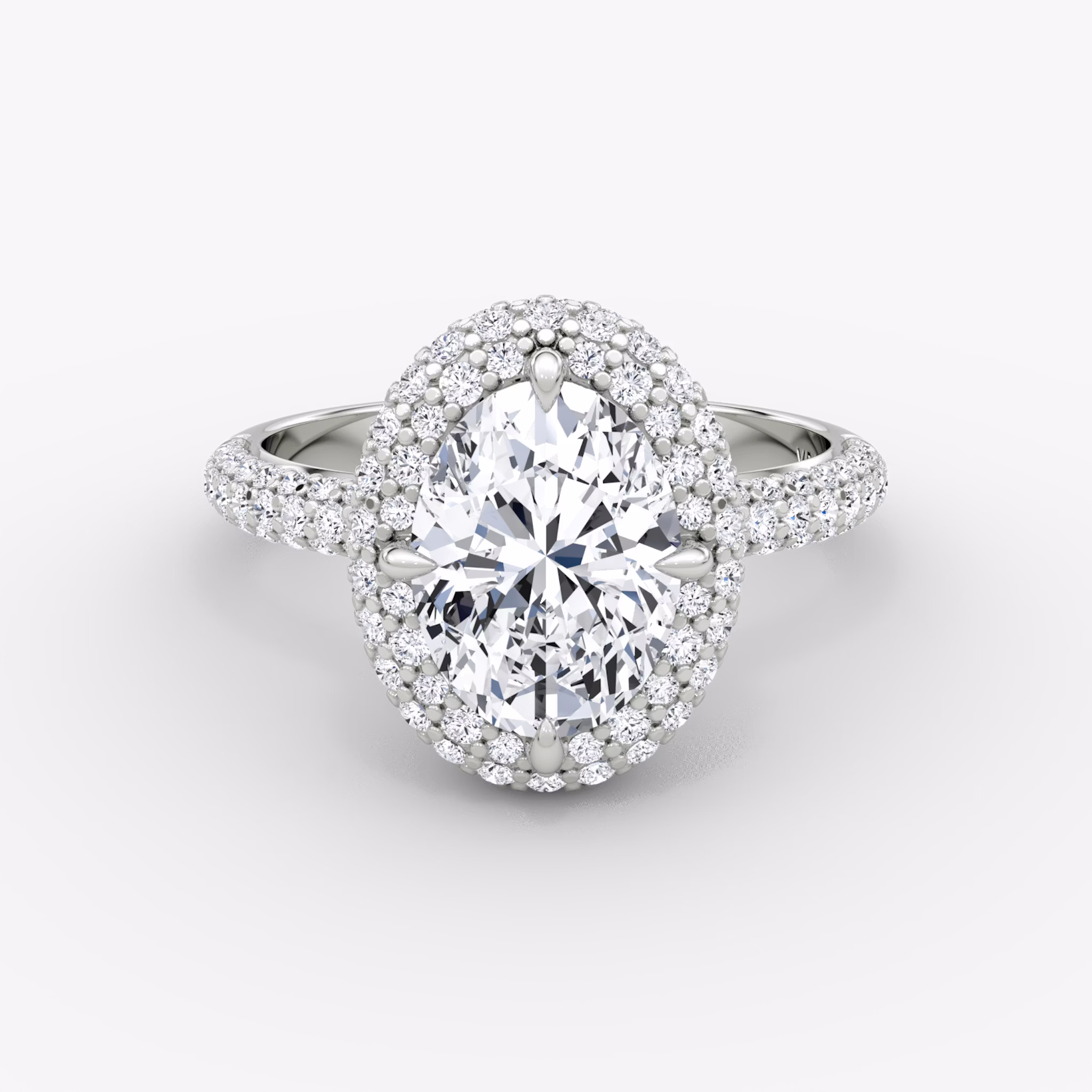 The Pavé Bombée | Oval | 18k | White Gold | bandAccent: Pavé | diamondOrientation: vertical | caratWeight: other
