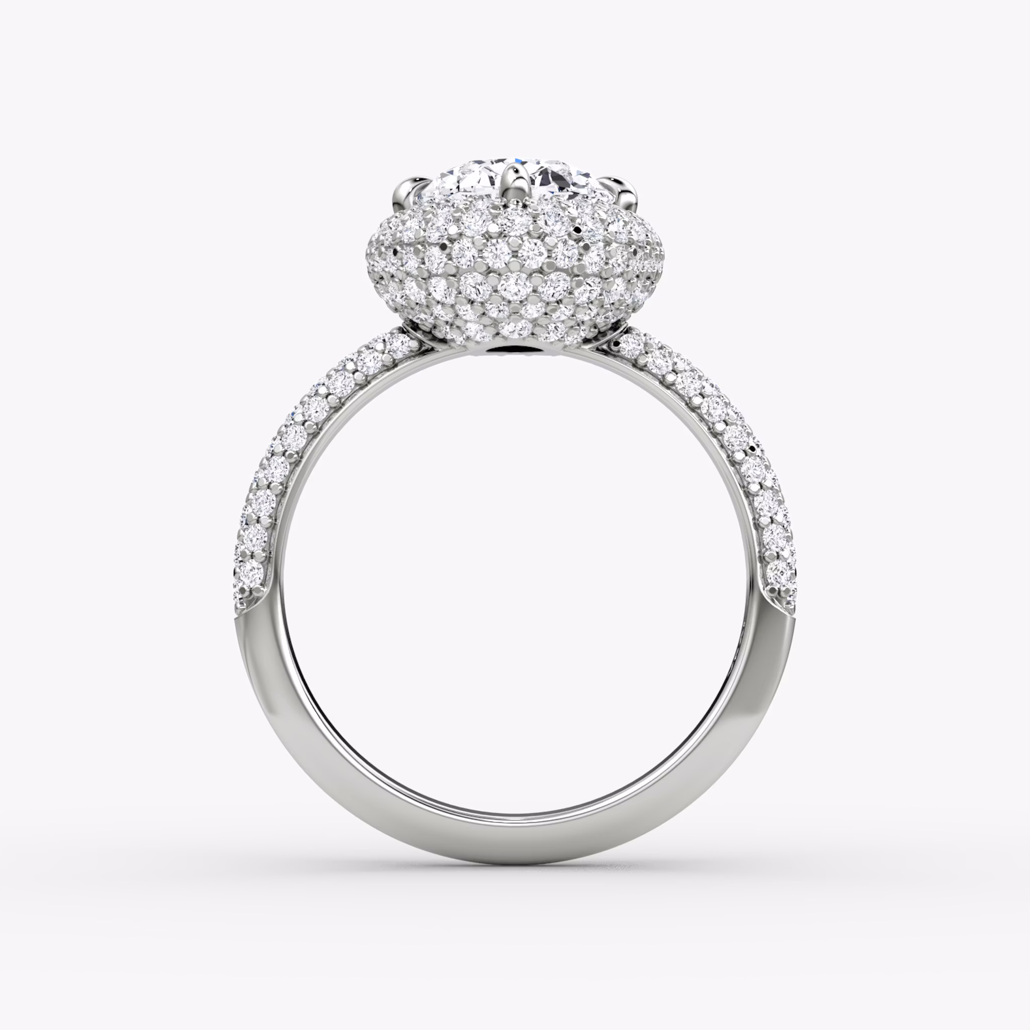 The Pavé Bombée | Oval | 18k | White Gold | bandAccent: Pavé | diamondOrientation: vertical | caratWeight: other