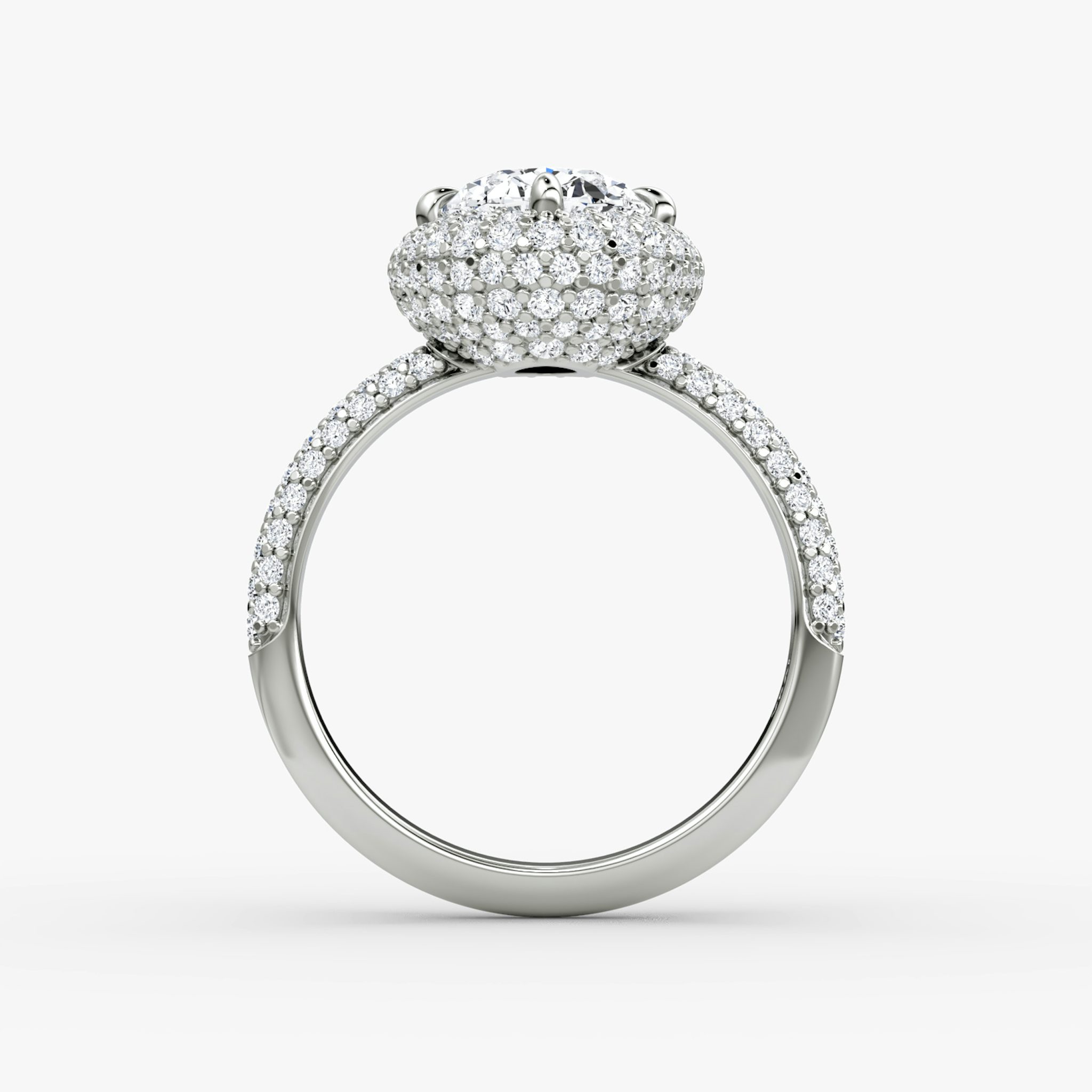 The Pavé Bombée | Oval | 18k | White Gold | bandAccent: Pavé | diamondOrientation: vertical | caratWeight: other