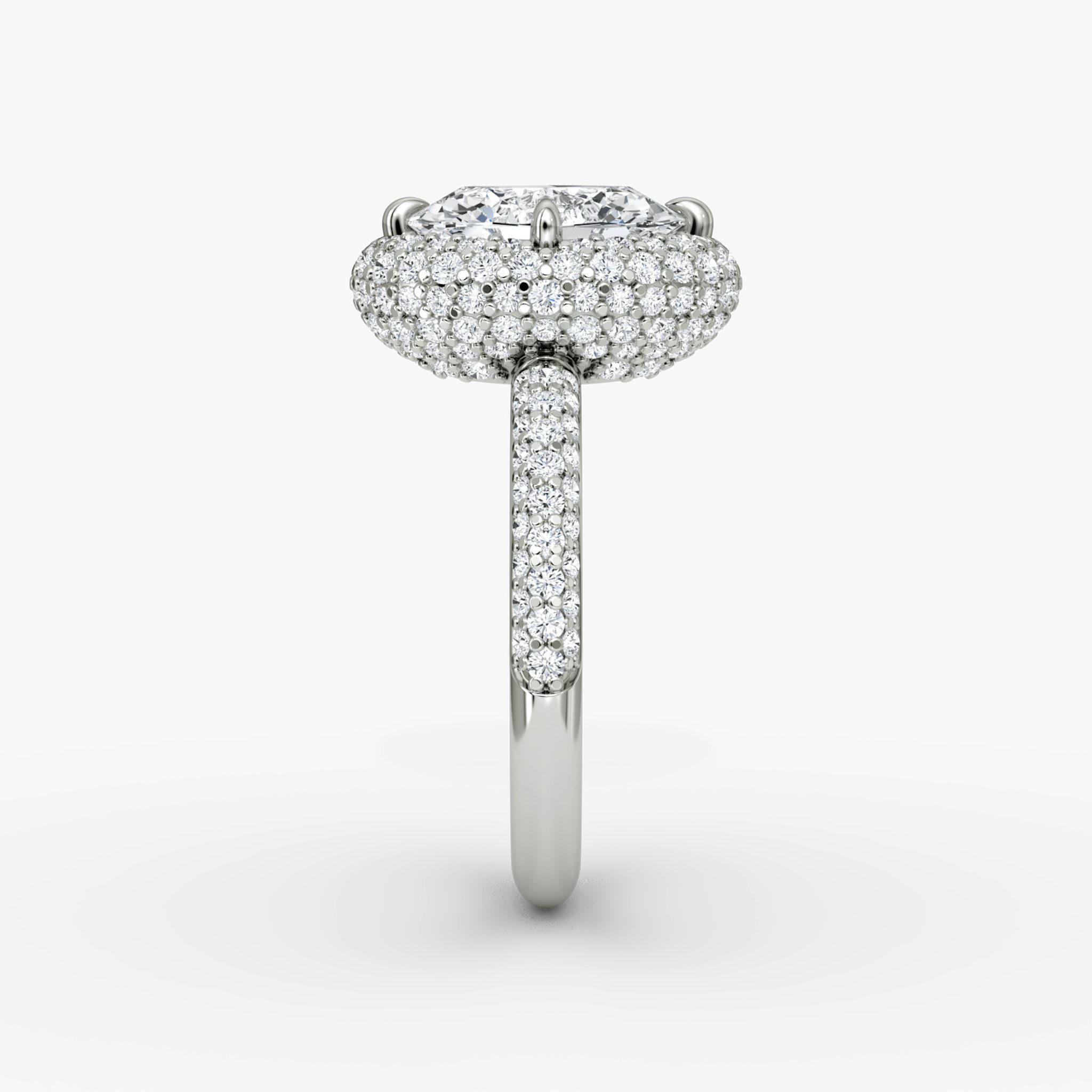 The Pavé Bombée | Oval | 18k | White Gold | bandAccent: Pavé | diamondOrientation: vertical | caratWeight: other