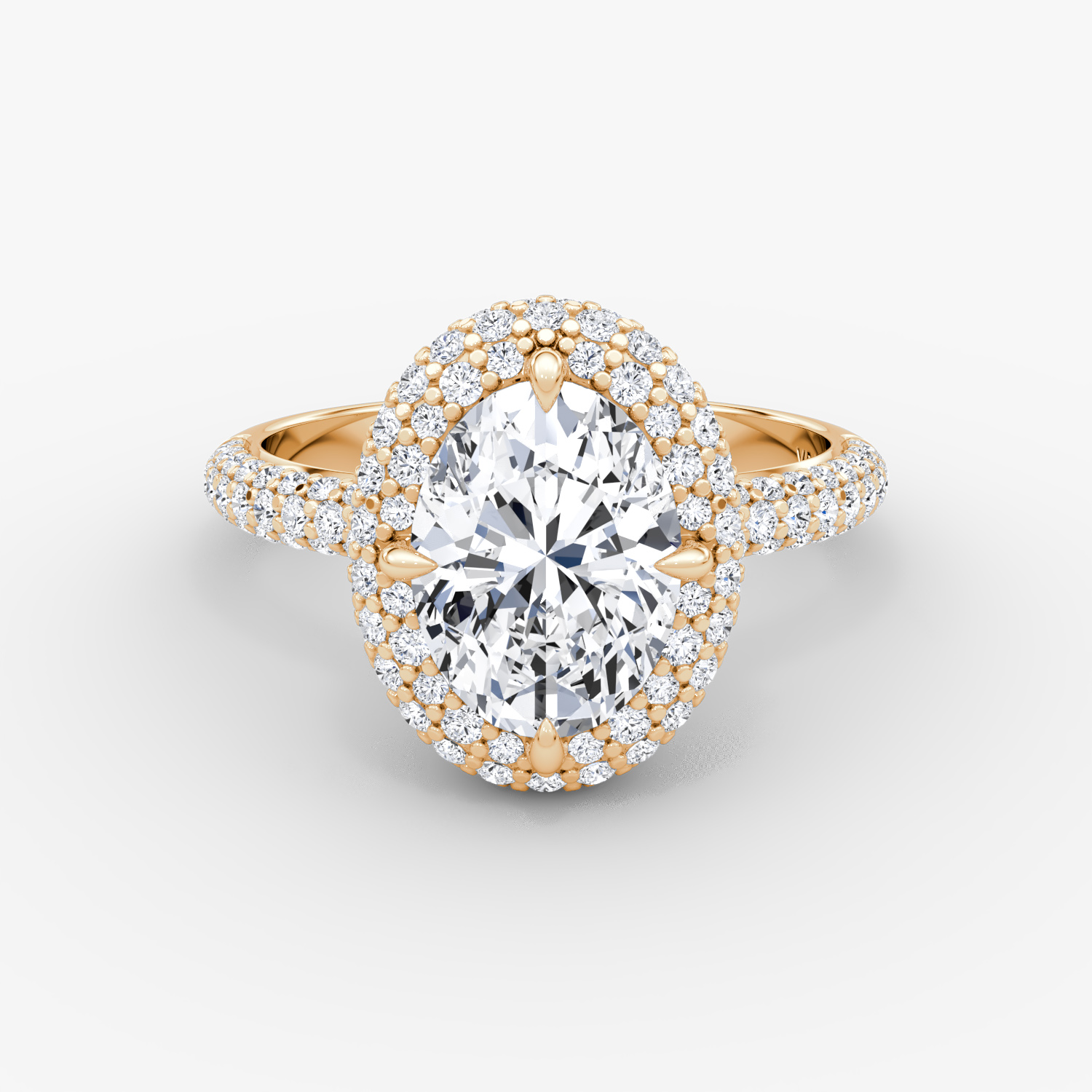 Bague de fiançailles Pavé Bombée | Ovale | 14k | Or rose | bandAccent: Pavé | diamondOrientation: vertical | caratWeight: other