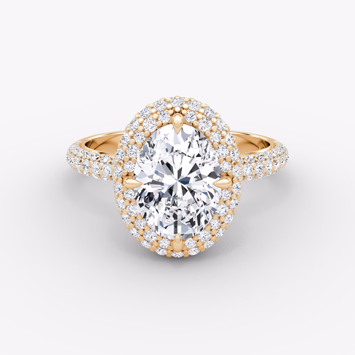 Anillo de compromiso Pavé Bombée | Oval | 14k | Oro rosa | bandAccent: Pavé | diamondOrientation: vertical | caratWeight: other