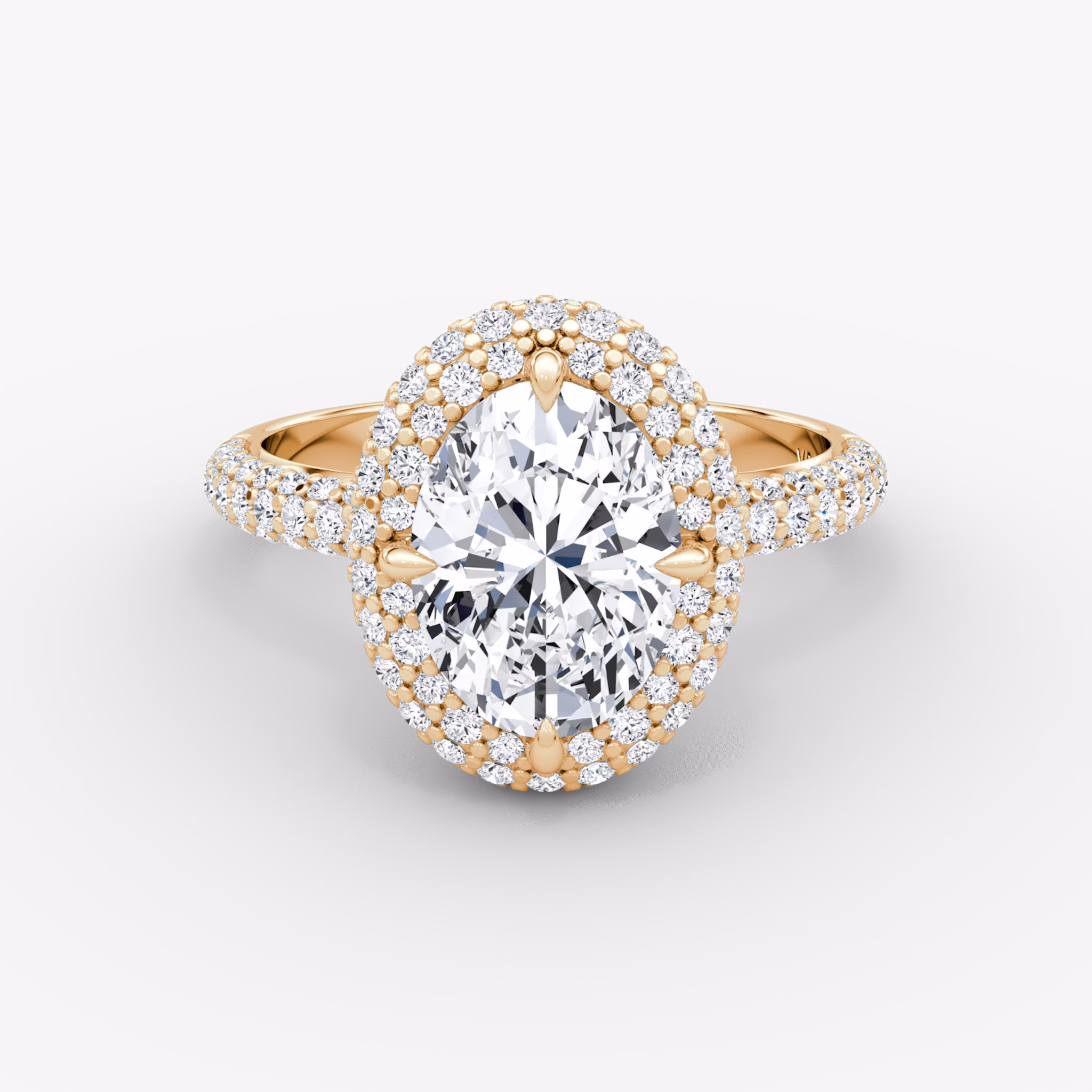 The Pavé Bombée | Oval | 14k | Rose Gold | bandAccent: Pavé | diamondOrientation: vertical | caratWeight: other