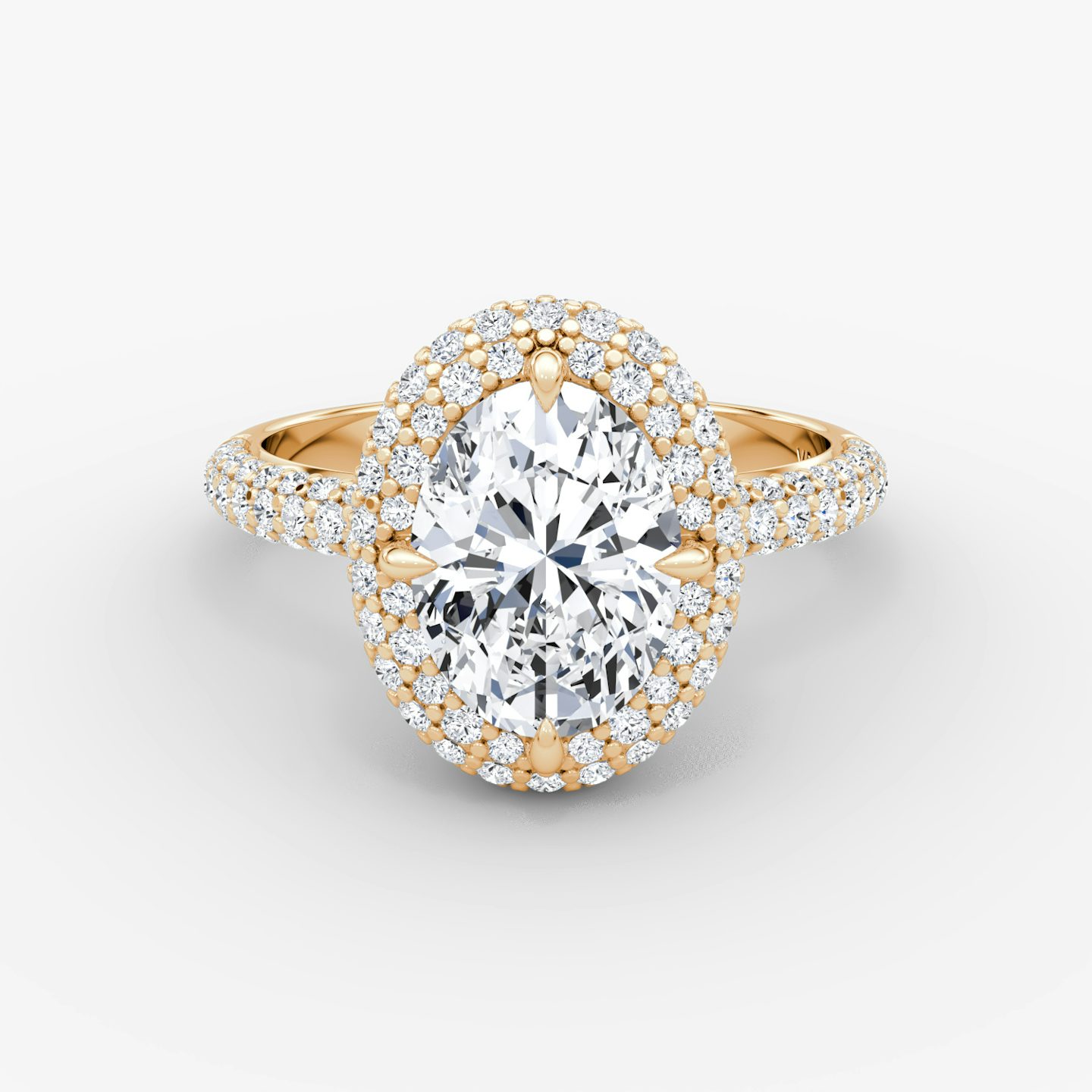 Anillo de compromiso Pavé Bombée | Oval | 14k | Oro rosa | bandAccent: Pavé | diamondOrientation: vertical | caratWeight: other