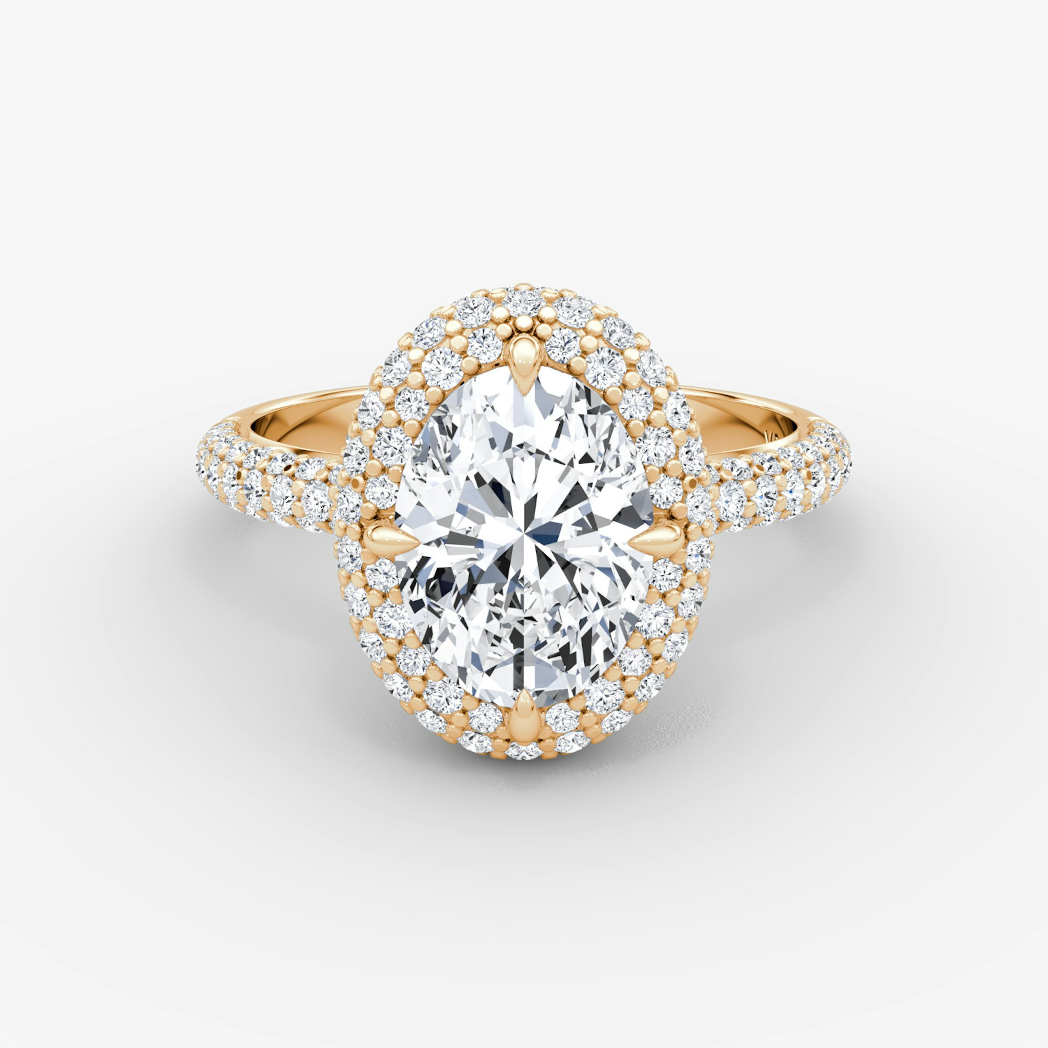 The Pavé Bombée | Oval | 14k | Rose Gold | bandAccent: Pavé | diamondOrientation: vertical | caratWeight: other