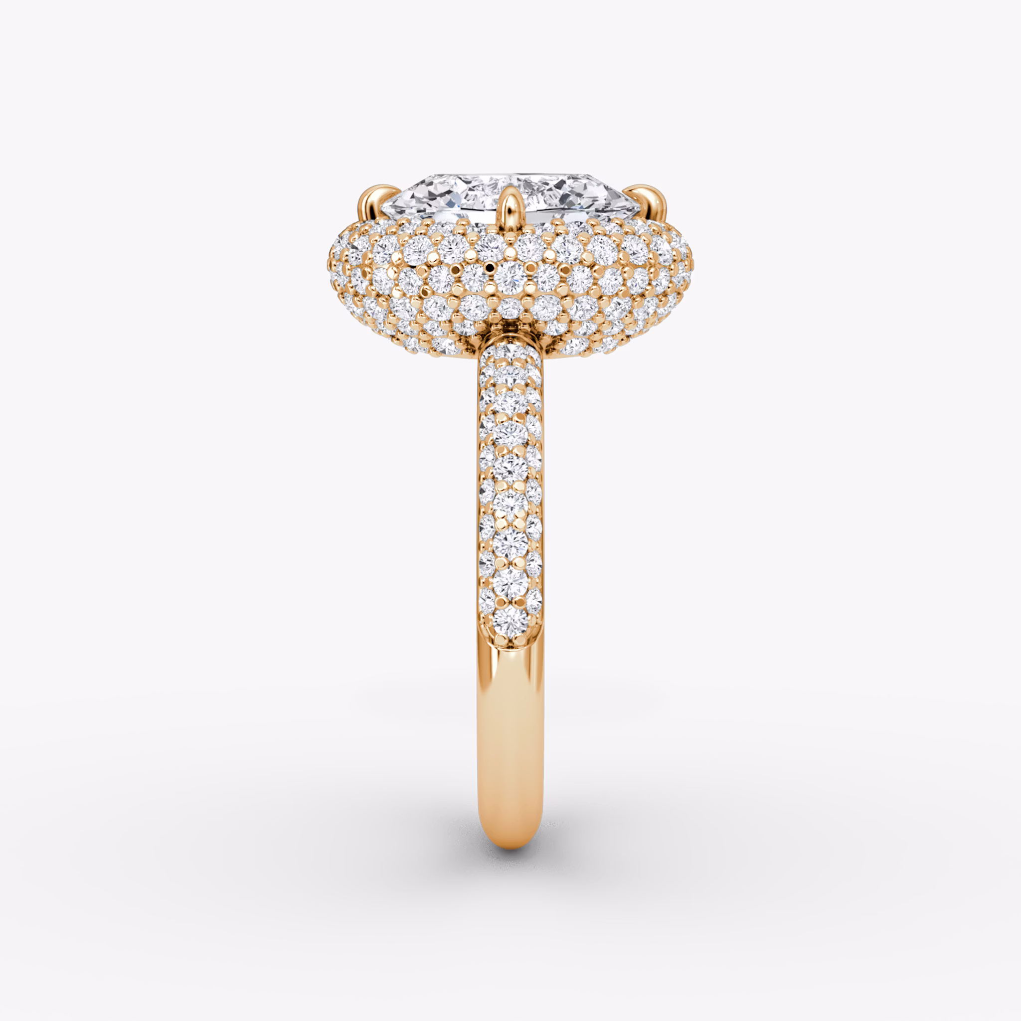 The Pavé Bombée | Oval | 14k | Rose Gold | bandAccent: Pavé | diamondOrientation: vertical | caratWeight: other