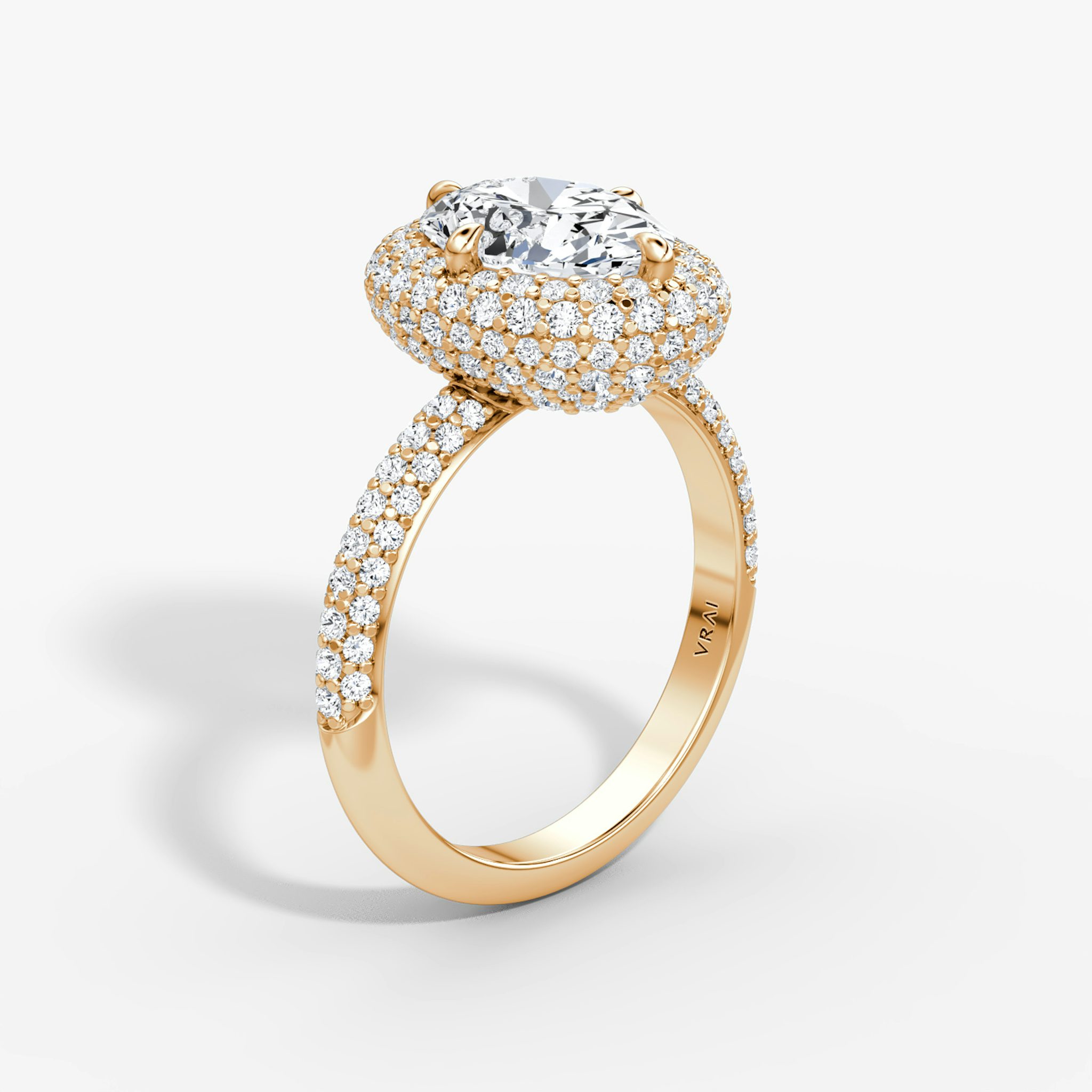 The Pavé Bombée | Oval | 14k | Rose Gold | bandAccent: Pavé | diamondOrientation: vertical | caratWeight: other