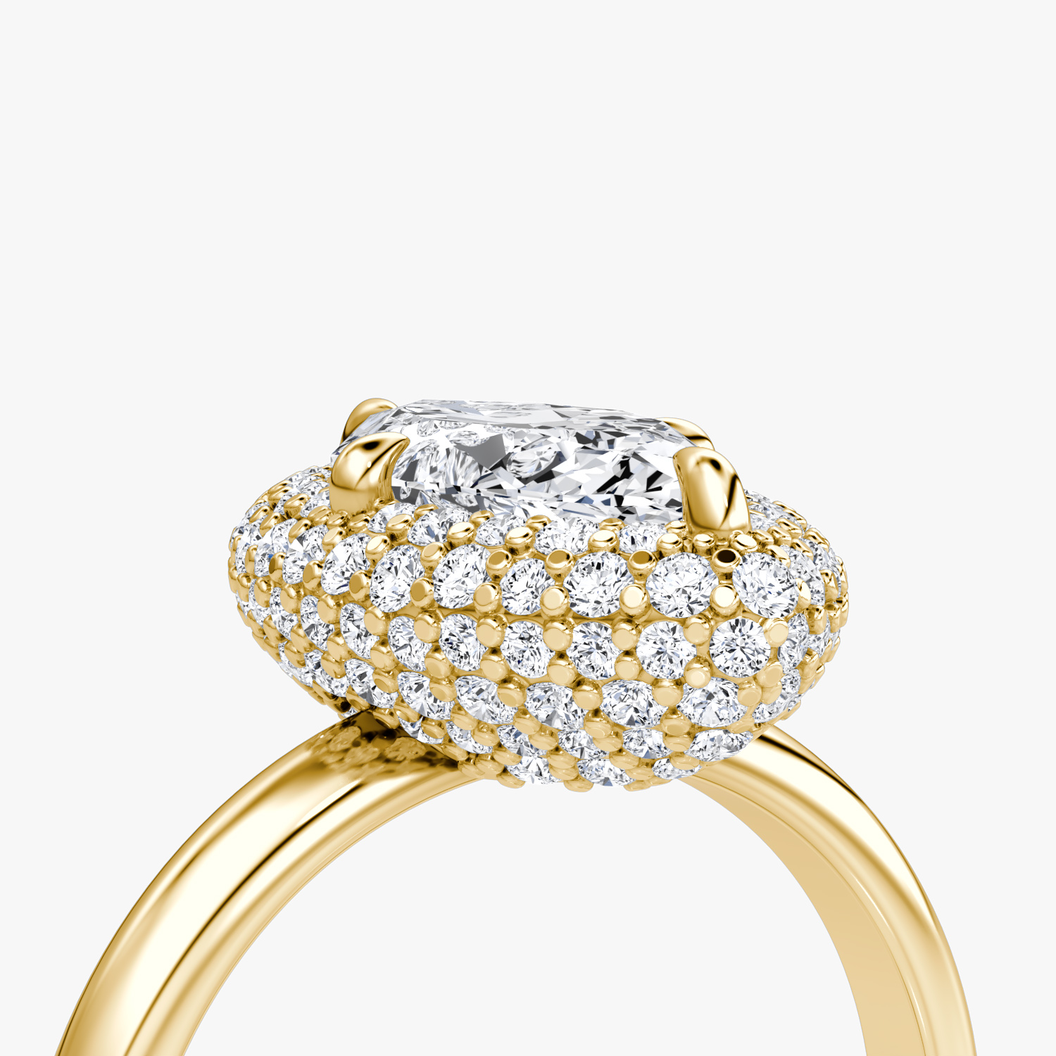 Bague de fiançailles Pavé Bombée | Marquise | 18k | Or jaune | bandAccent: Simple | diamondOrientation: vertical | caratWeight: other