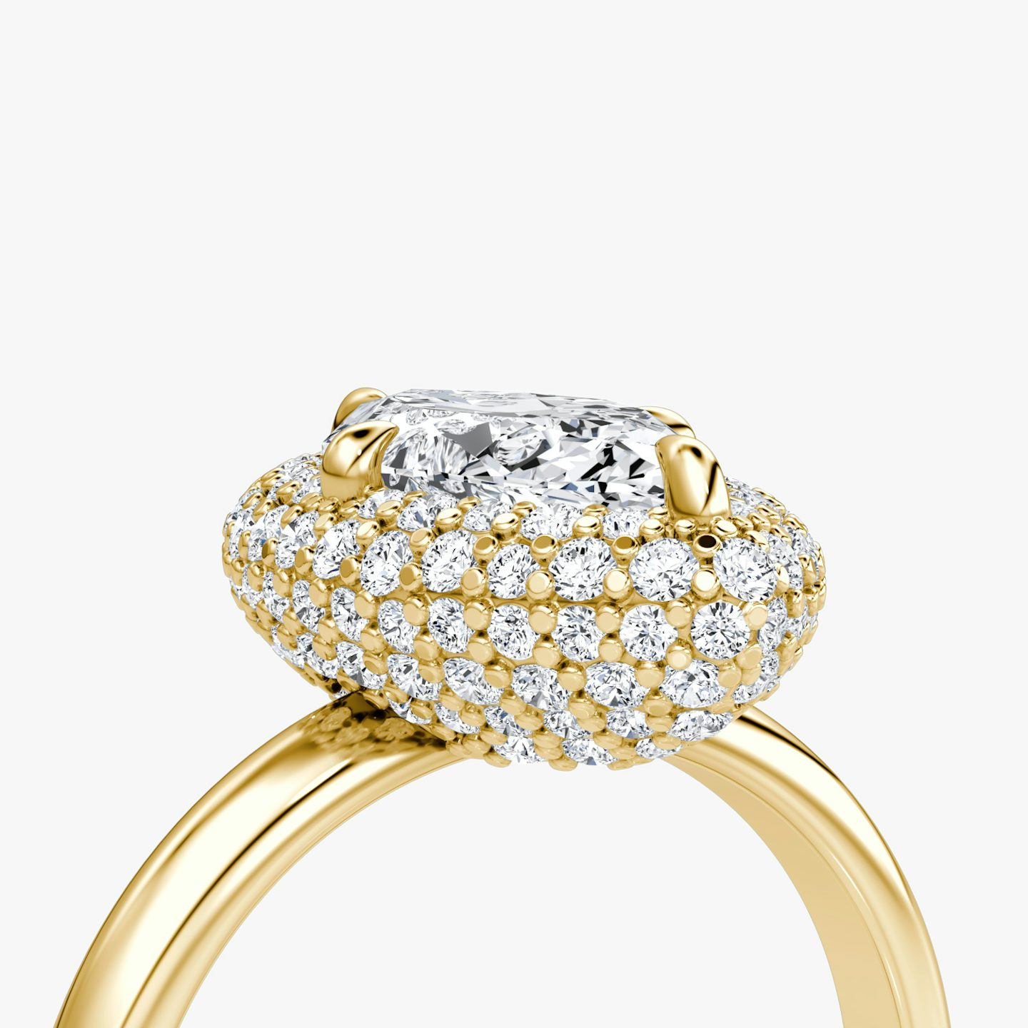 Anillo de compromiso Pavé Bombée | Marquise | 18k | Oro amarillo | bandAccent: Simple | diamondOrientation: vertical | caratWeight: other