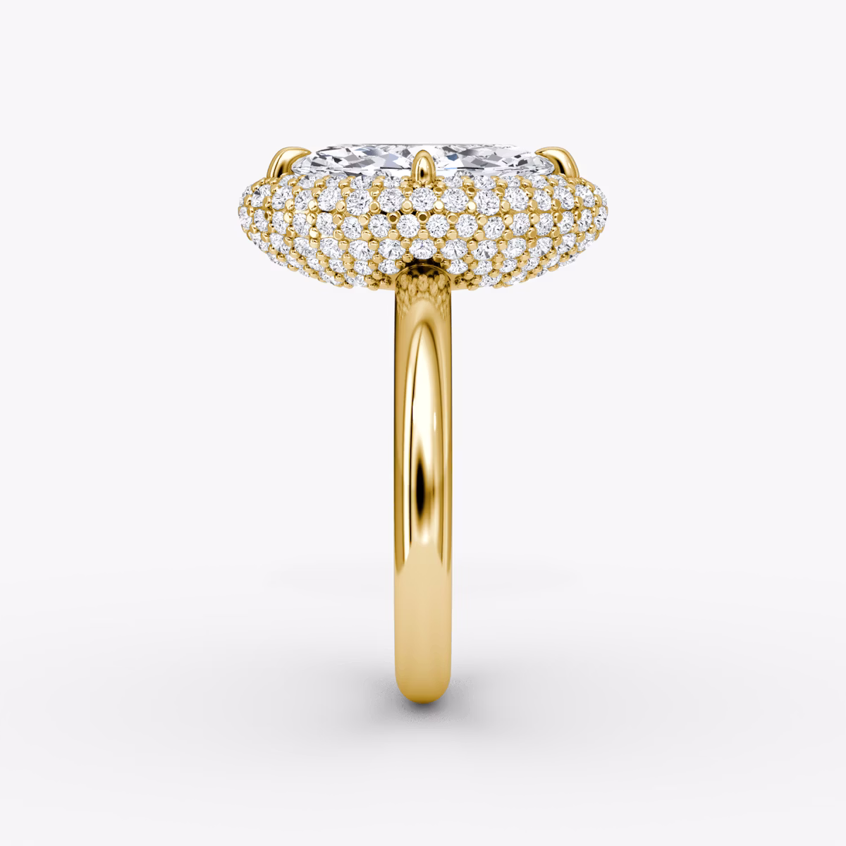 Anillo de compromiso Pavé Bombée | Marquise | 18k | Oro amarillo | bandAccent: Simple | diamondOrientation: vertical | caratWeight: other