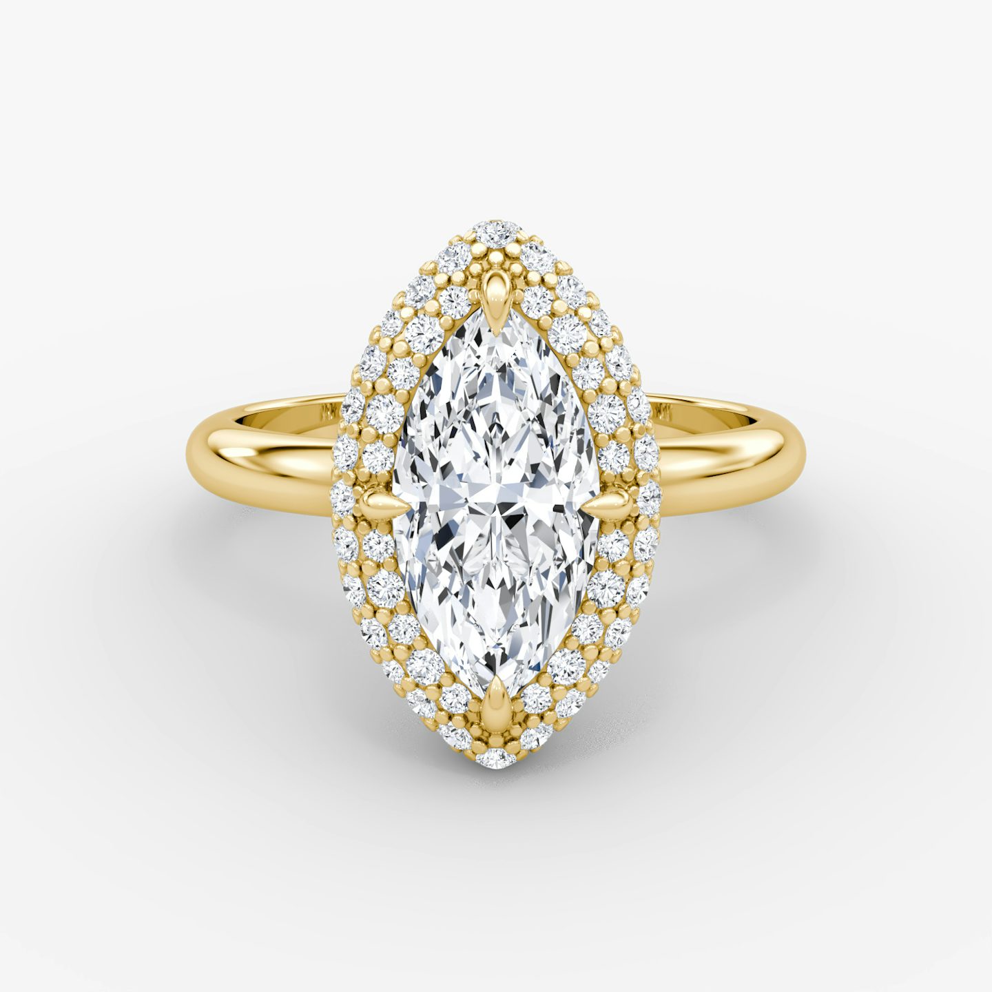 Anillo de compromiso Pavé Bombée | Marquise | 18k | Oro amarillo | bandAccent: Simple | diamondOrientation: vertical | caratWeight: other