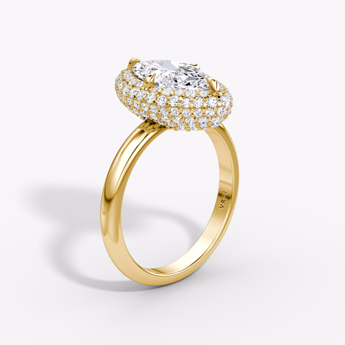 Anillo de compromiso Pavé Bombée | Marquise | 18k | Oro amarillo | bandAccent: Simple | diamondOrientation: vertical | caratWeight: other